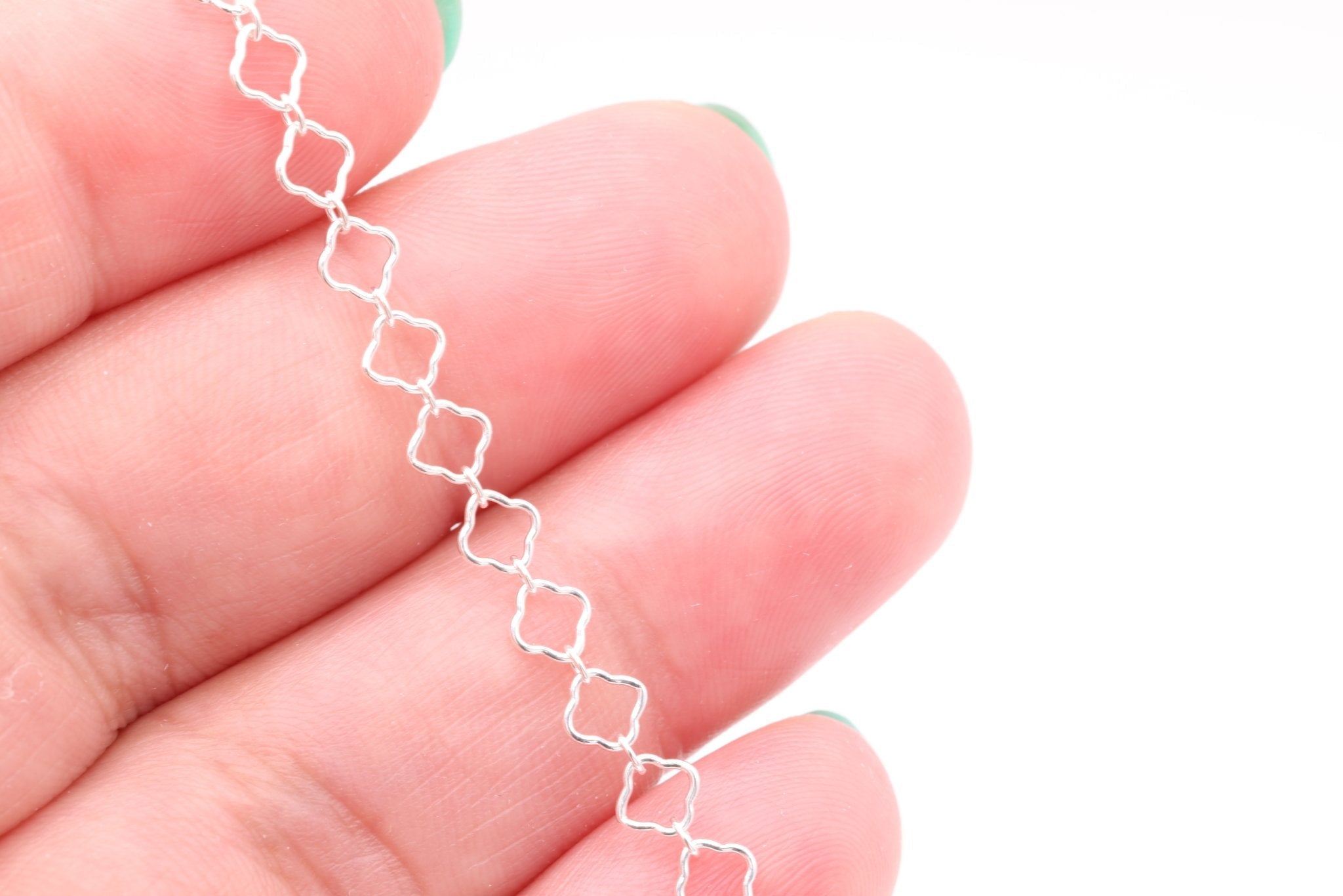 4mm x 4mm Clover Link Krinkle Chain, Sterling Silver, Bulk DIY Spool Pay Per Foot Jewelry Making Chain - HarperCrown
