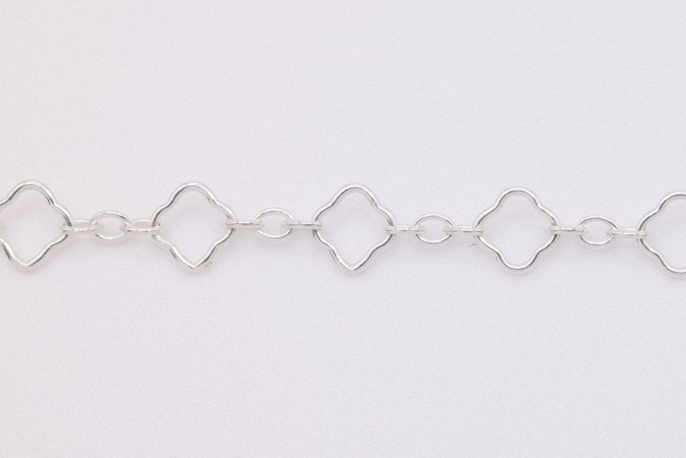 4mm x 4mm Clover Long & Short Krinkle Chain, Sterling Silver, Bulk DIY Spool Pay Per Foot Jewelry Making Chain - HarperCrown