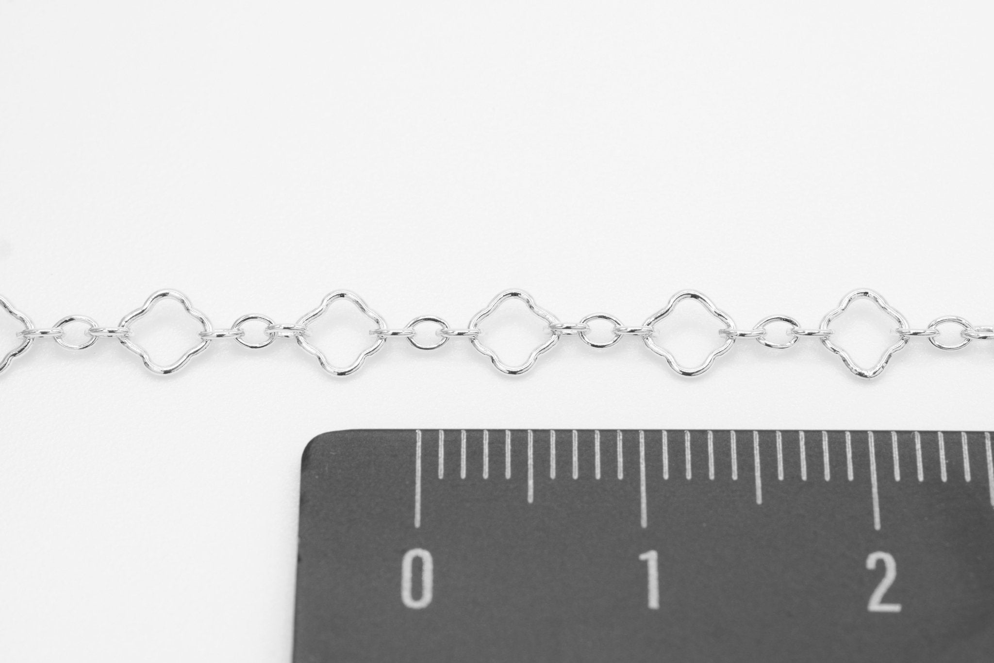 4mm x 4mm Flower Long & Short Chain, 925 Sterling Silver, Wholesale, Pay Per Foot, Jewelry Making Chain - HarperCrown