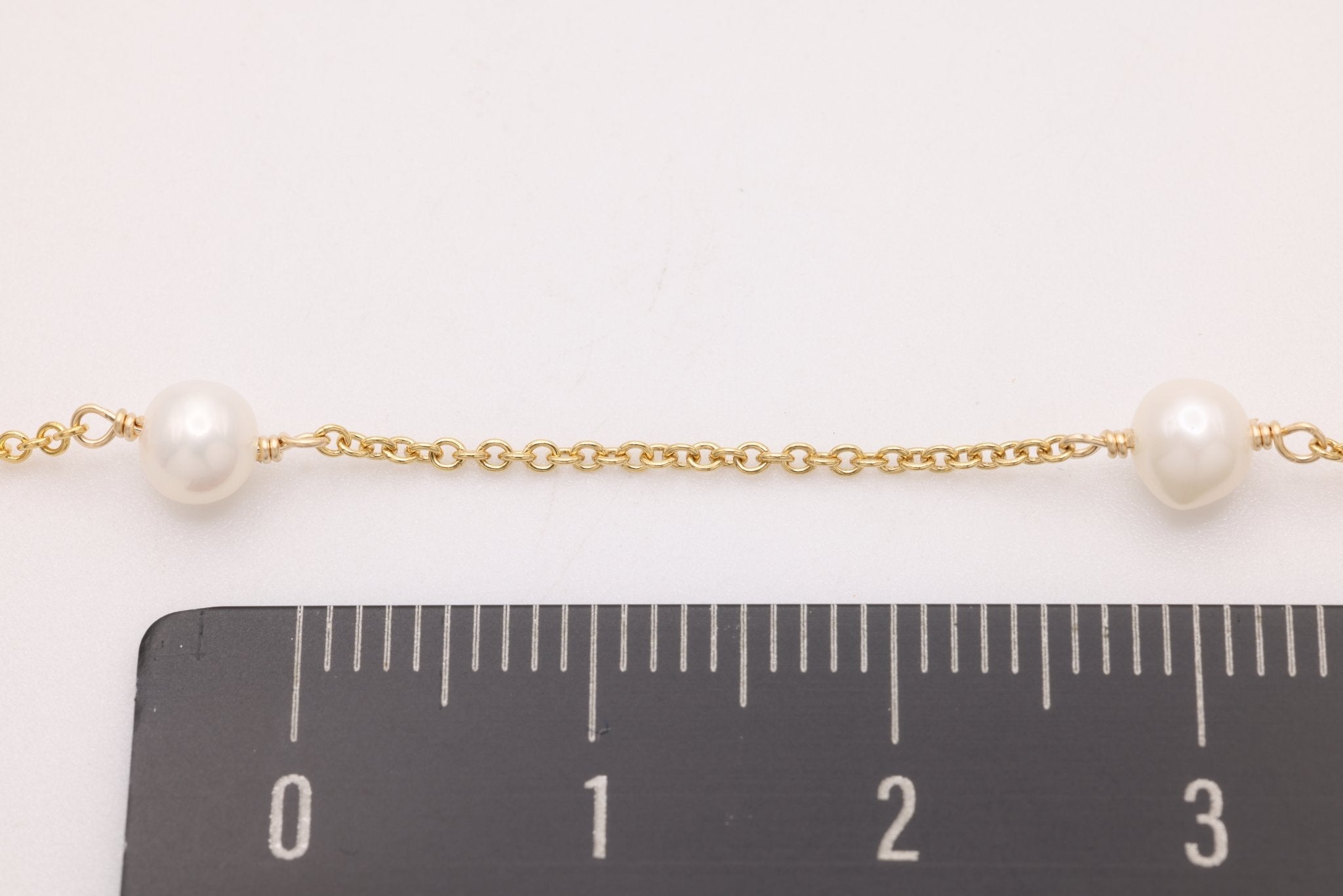 4mm x 4mm Pearl Satellite Chain, Gold - Filled, Bulk DIY Spool Pay Per Foot Jewelry Making Chain - HarperCrown