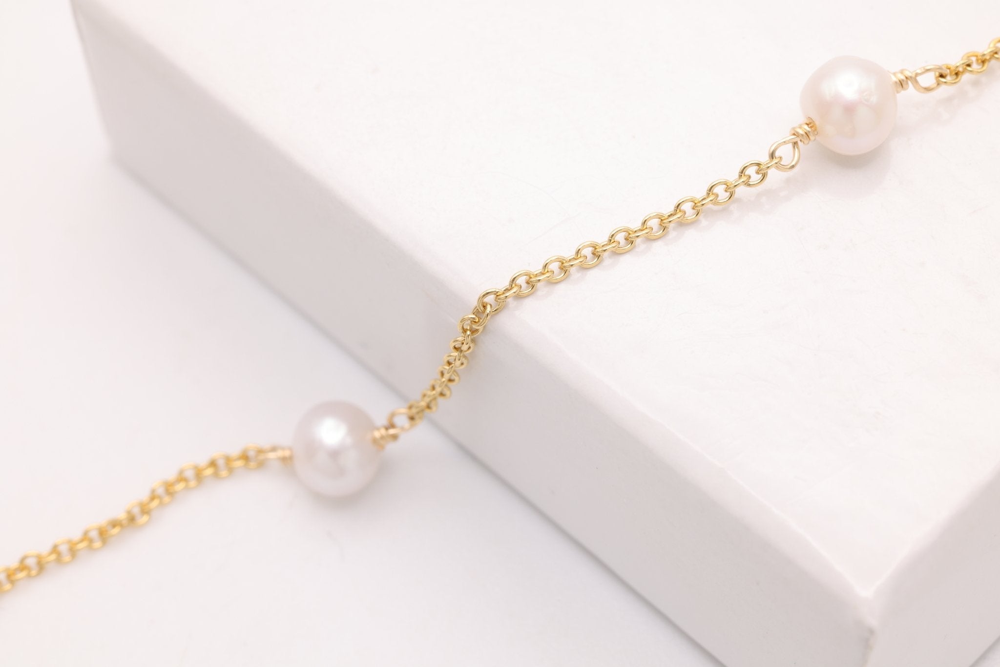 4mm x 4mm Pearl Satellite Chain, Gold - Filled, Bulk DIY Spool Pay Per Foot Jewelry Making Chain - HarperCrown