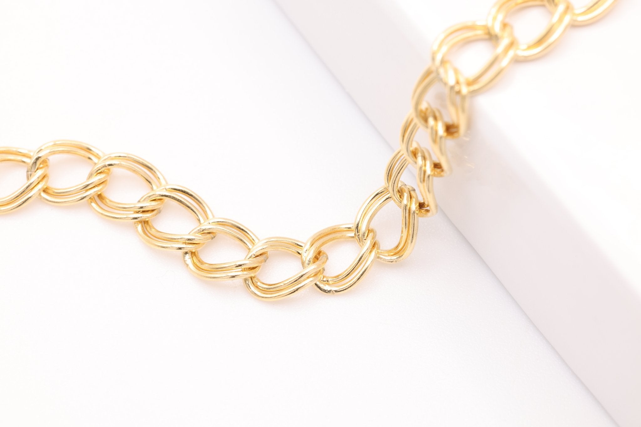 4mm x 5mm Parallel Curb Chain, Gold - Filled, Double Parallel Chain, Bulk Pay Per Foot Jewelry Making Chain - HarperCrown