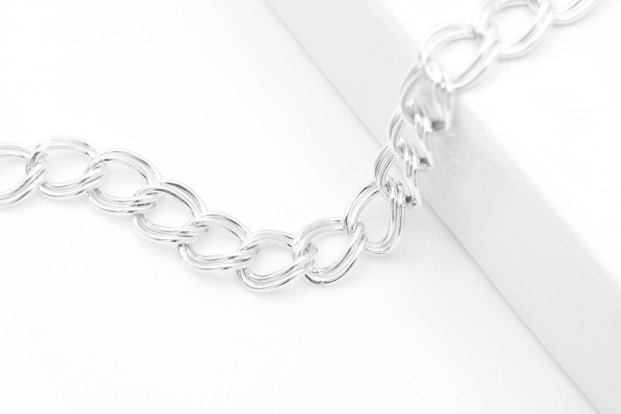 4mm x 5mm Parallel Curb Chain, Sterling Silver, Double Parallel Chain, Bulk Pay Per Foot Jewelry Making Chain - HarperCrown