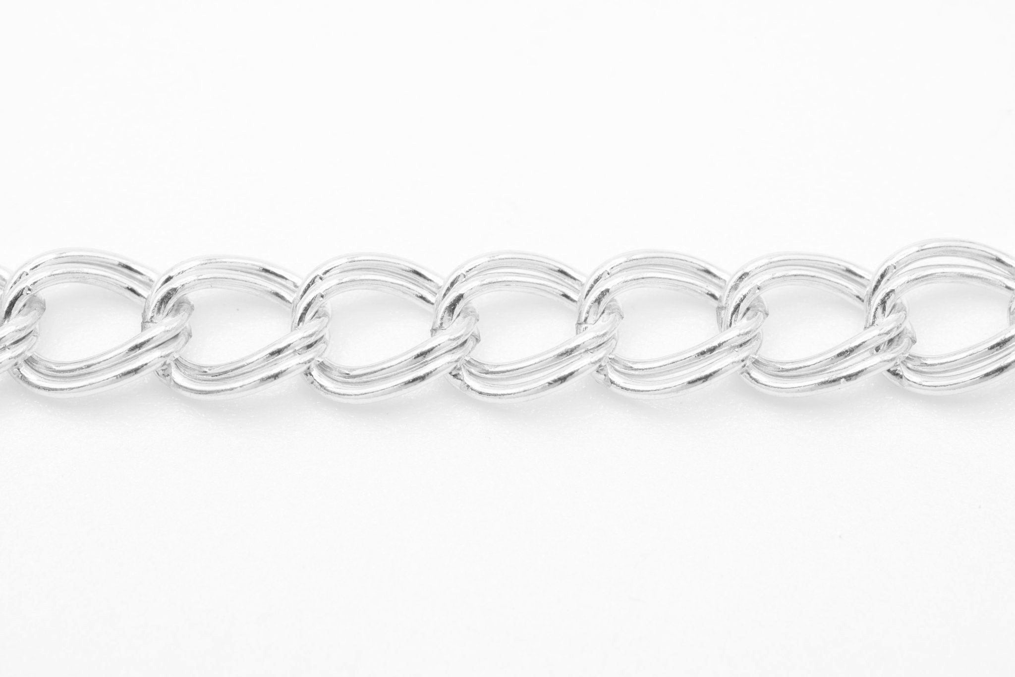 4mm x 5mm Parallel Curb Chain, Sterling Silver, Double Parallel Chain, Bulk Pay Per Foot Jewelry Making Chain - HarperCrown
