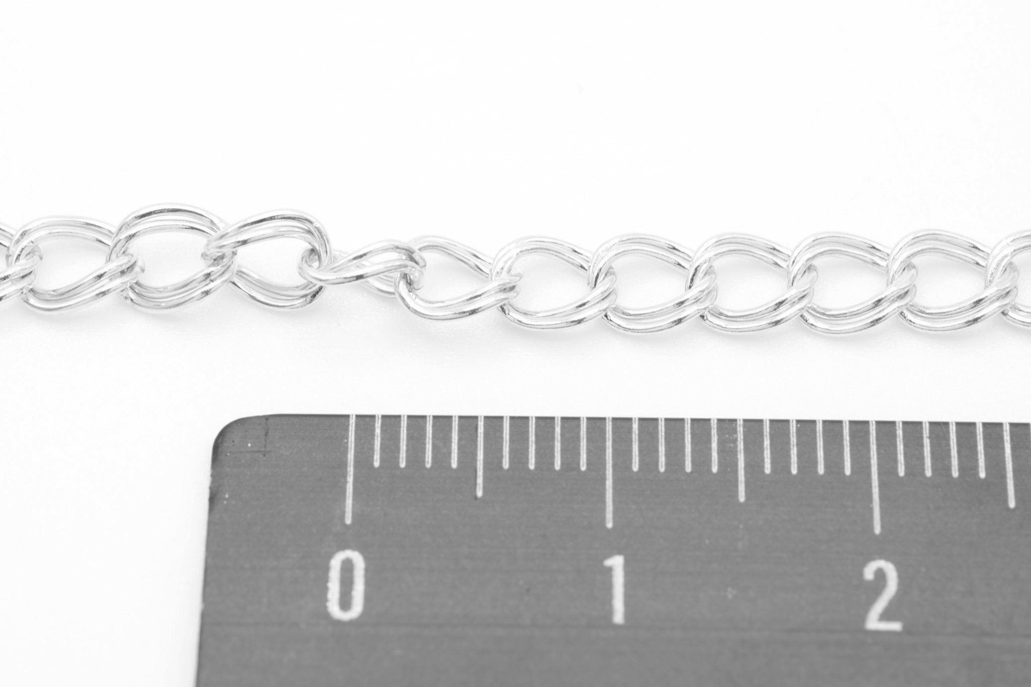 4mm x 5mm Parallel Curb Chain, Sterling Silver, Double Parallel Chain, Bulk Pay Per Foot Jewelry Making Chain - HarperCrown