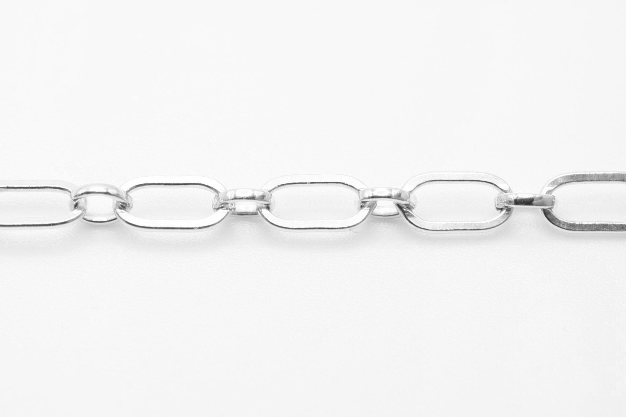 4mm x 6mm Long & Short Flat Chain, Sterling Silver, Bulk DIY Spool Pay Per Foot Jewelry Making Chain - HarperCrown