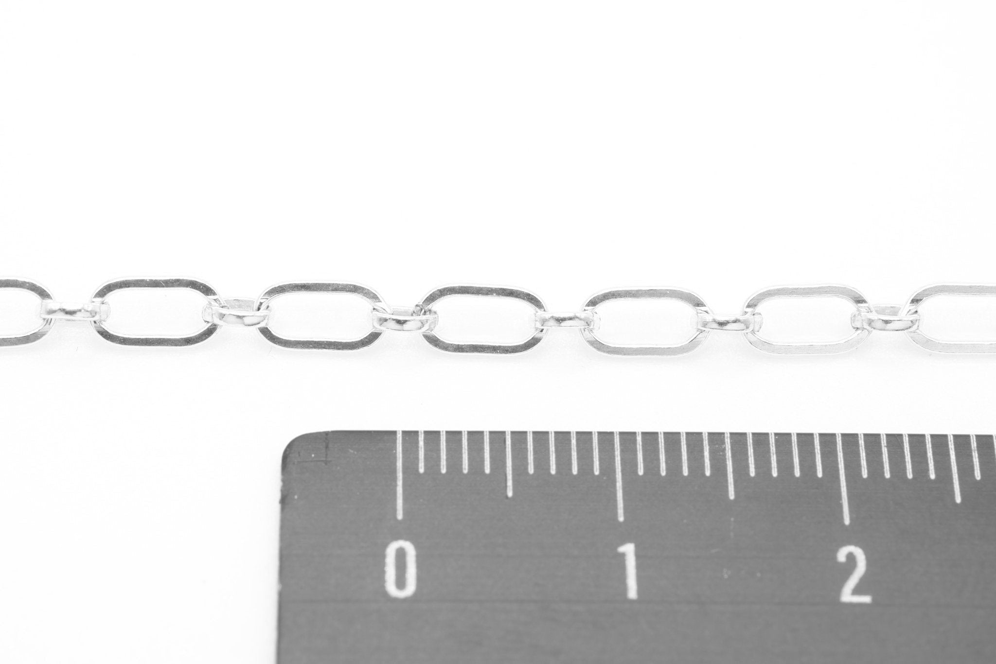 4mm x 6mm Long & Short Flat Chain, Sterling Silver, Bulk DIY Spool Pay Per Foot Jewelry Making Chain - HarperCrown