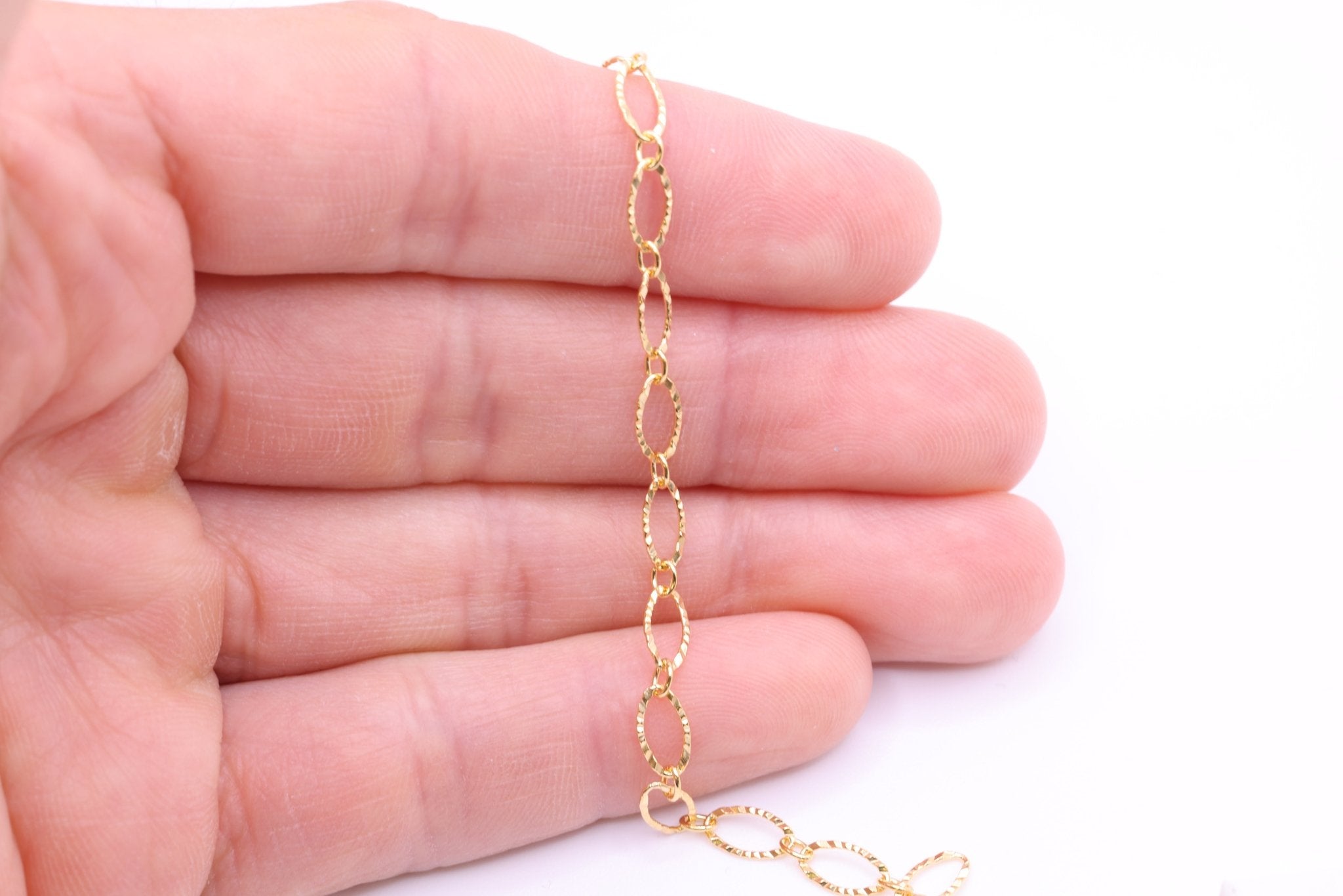 4mm x 8mm Oval Starburst Chain, 14/20 Gold - Filled, Wholesale, Pay Per Foot, Jewelry Making Chain - HarperCrown