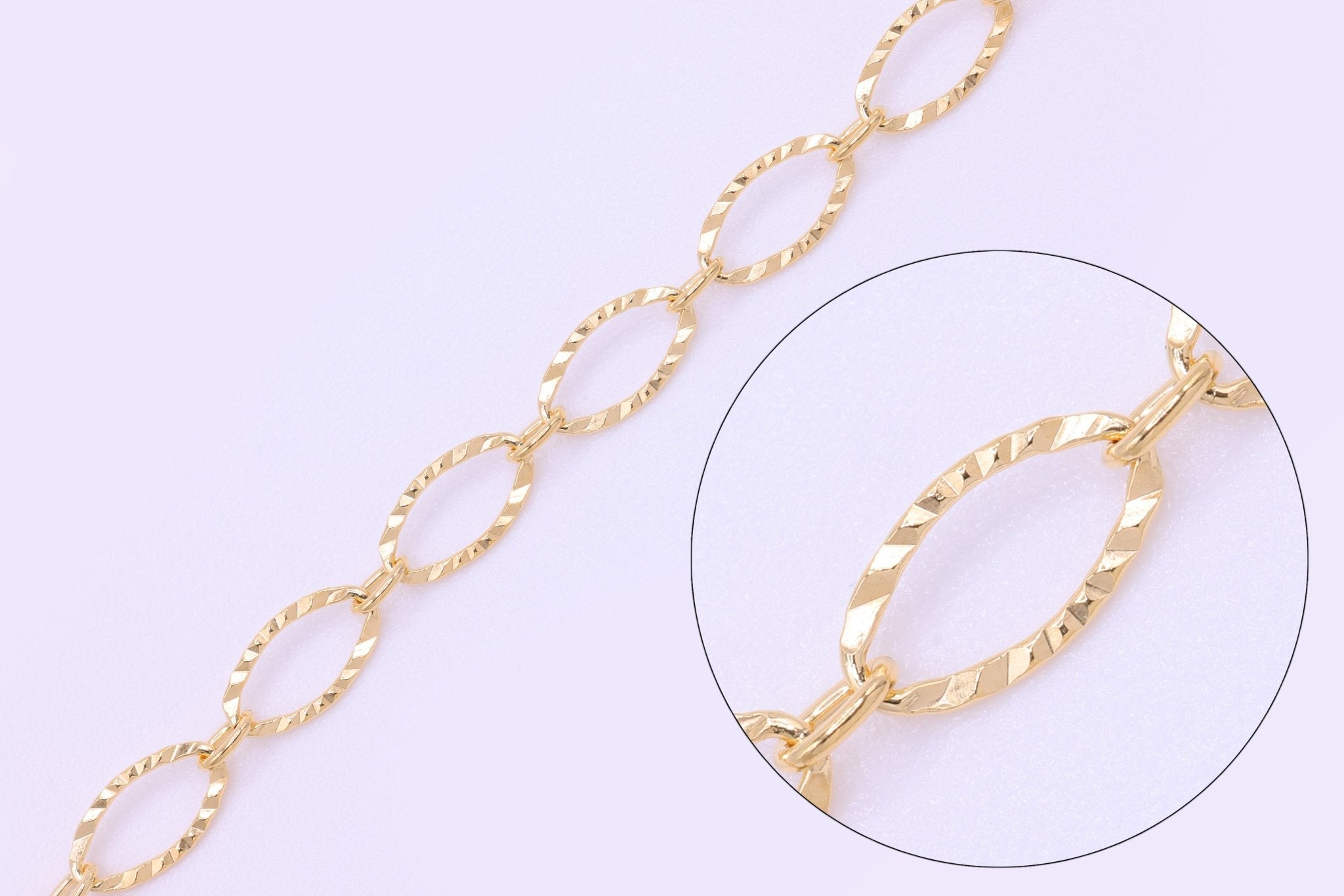 4mm x 8mm Oval Starburst Chain, 14/20 Gold - Filled, Wholesale, Pay Per Foot, Jewelry Making Chain - HarperCrown