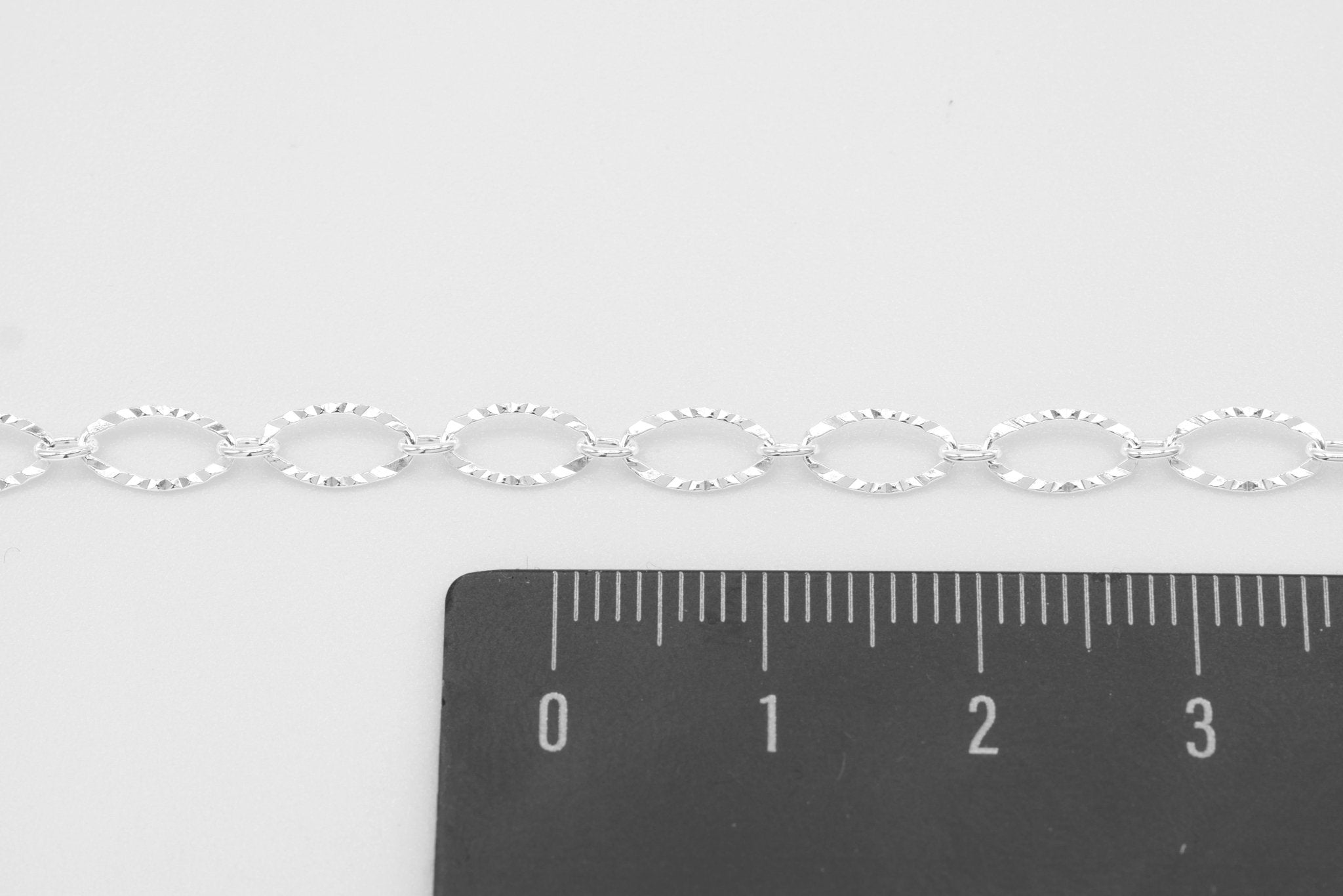 4mm x 8mm Oval Starburst Chain, 925 Sterling Silver, Wholesale, Pay Per Foot, Jewelry Making Chain - HarperCrown
