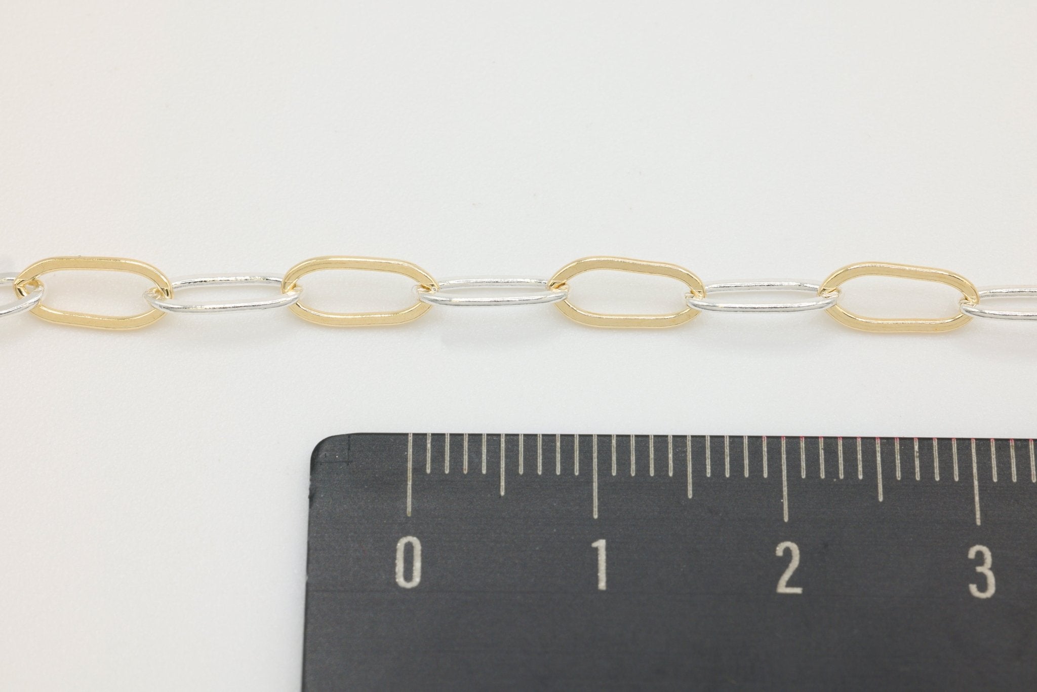 4mm x 9mm Elongated Cable Two Tone Chain, 14/20 Gold - Filled or 925 Sterling Silver, Wholesale, Pay Per Foot, Jewelry Making Chain - HarperCrown