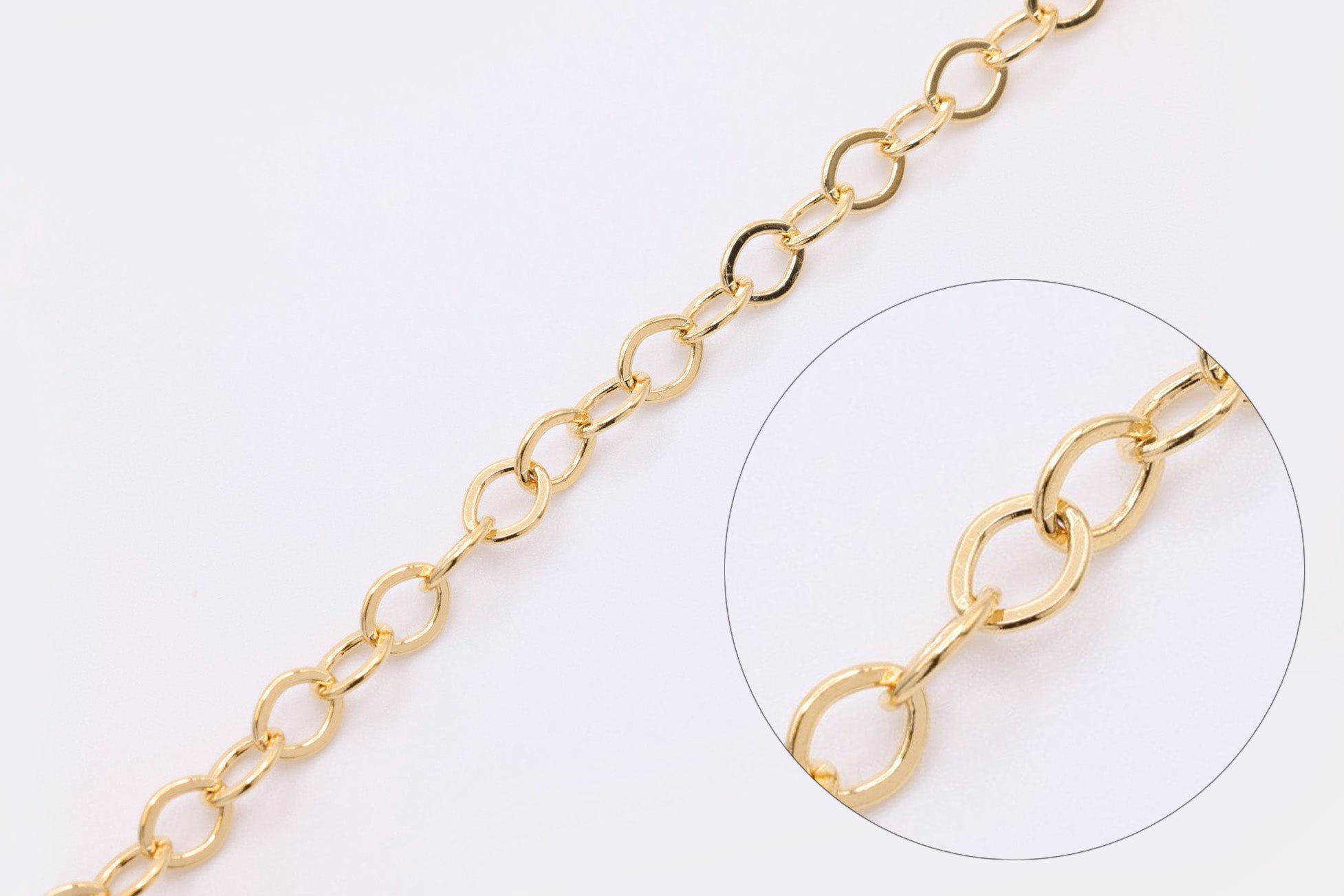 5mm Luna Rolo Chain 5mm Chain, 14K Gold Overlay Plated, Wholesale Jewelry Chain - HarperCrown