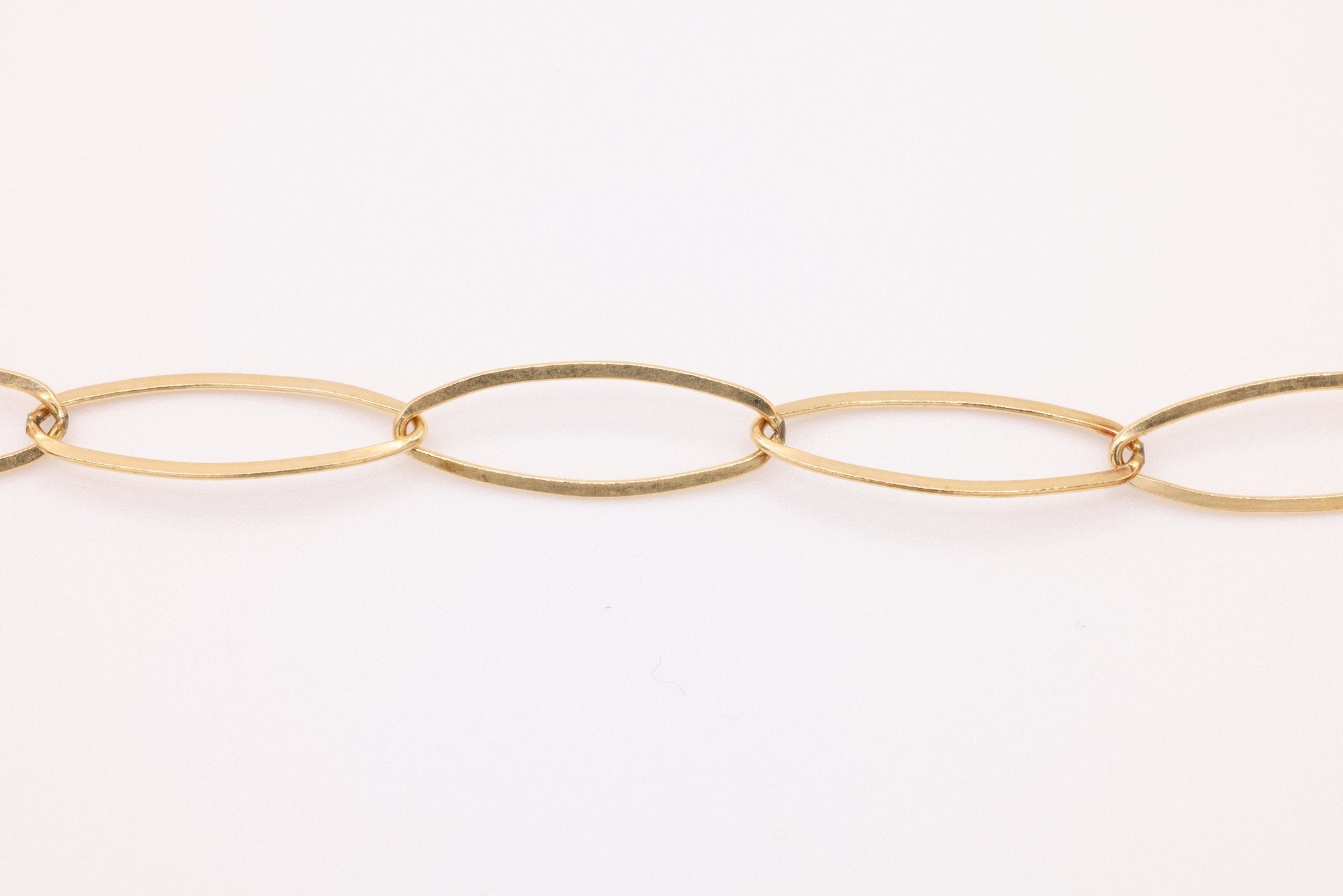 6mm x 17mm Flat Marquise Cable Chain, Gold - Filled, Bulk DIY Spool Pay Per Foot Jewelry Making Chain - HarperCrown