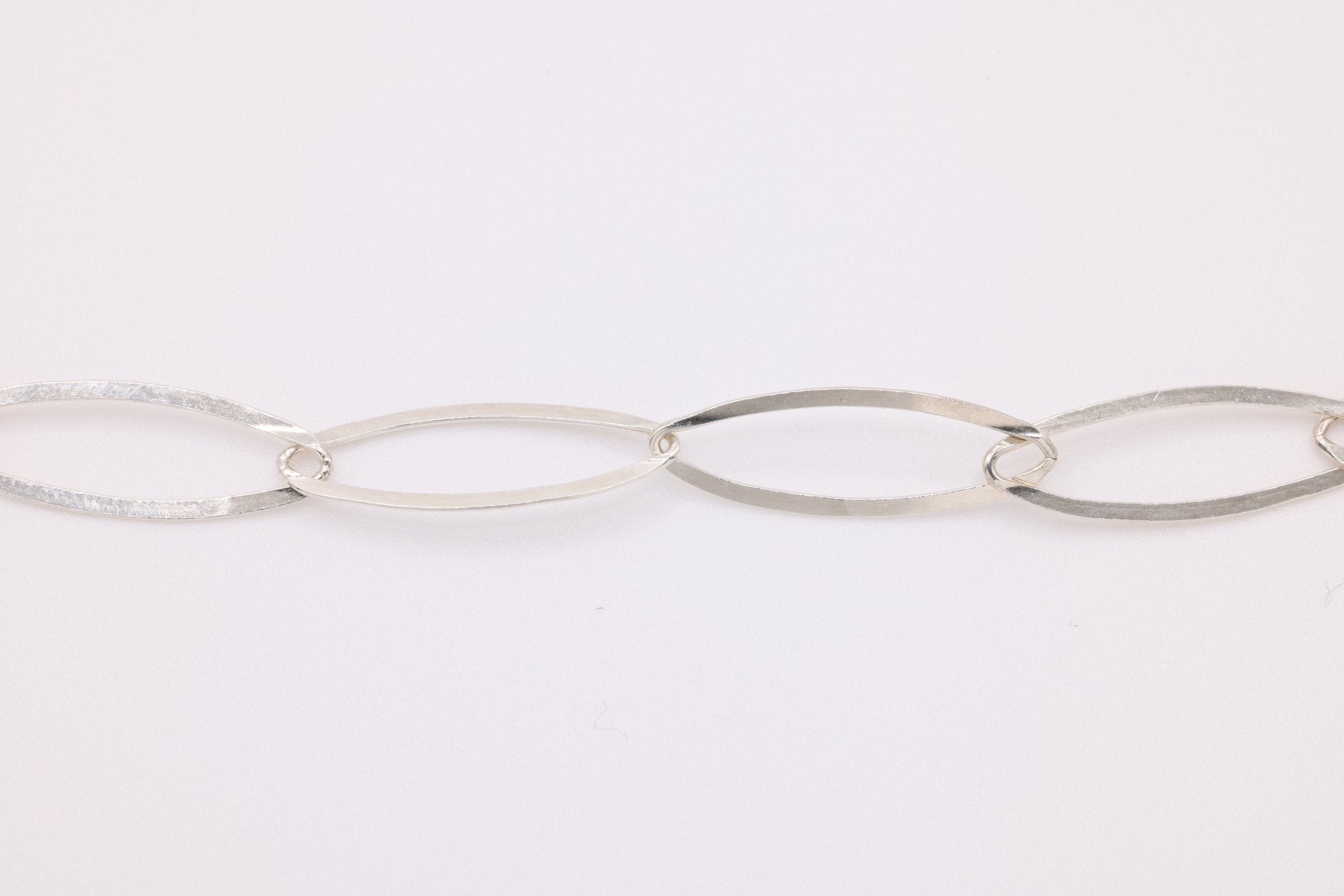 6mm x 17mm Flat Marquise Cable Chain, Sterling Silver, Bulk DIY Spool Pay Per Foot Jewelry Making Chain - HarperCrown