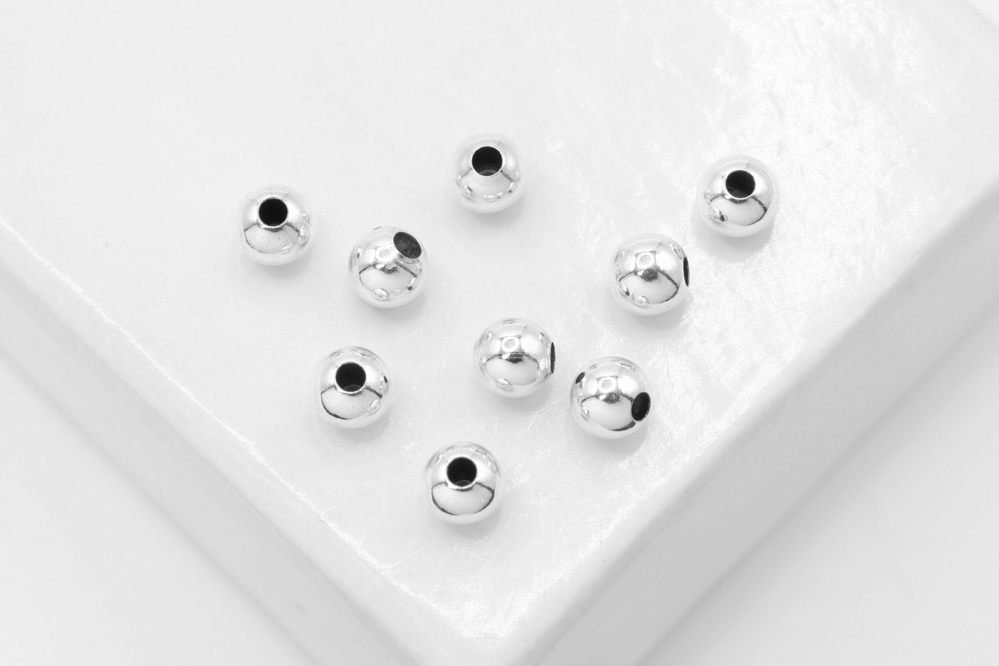 7.0mm Bead Sterling Silver 1.5mm Hole, (10 Pack) Wholesale Jewelry Making Beads - HarperCrown