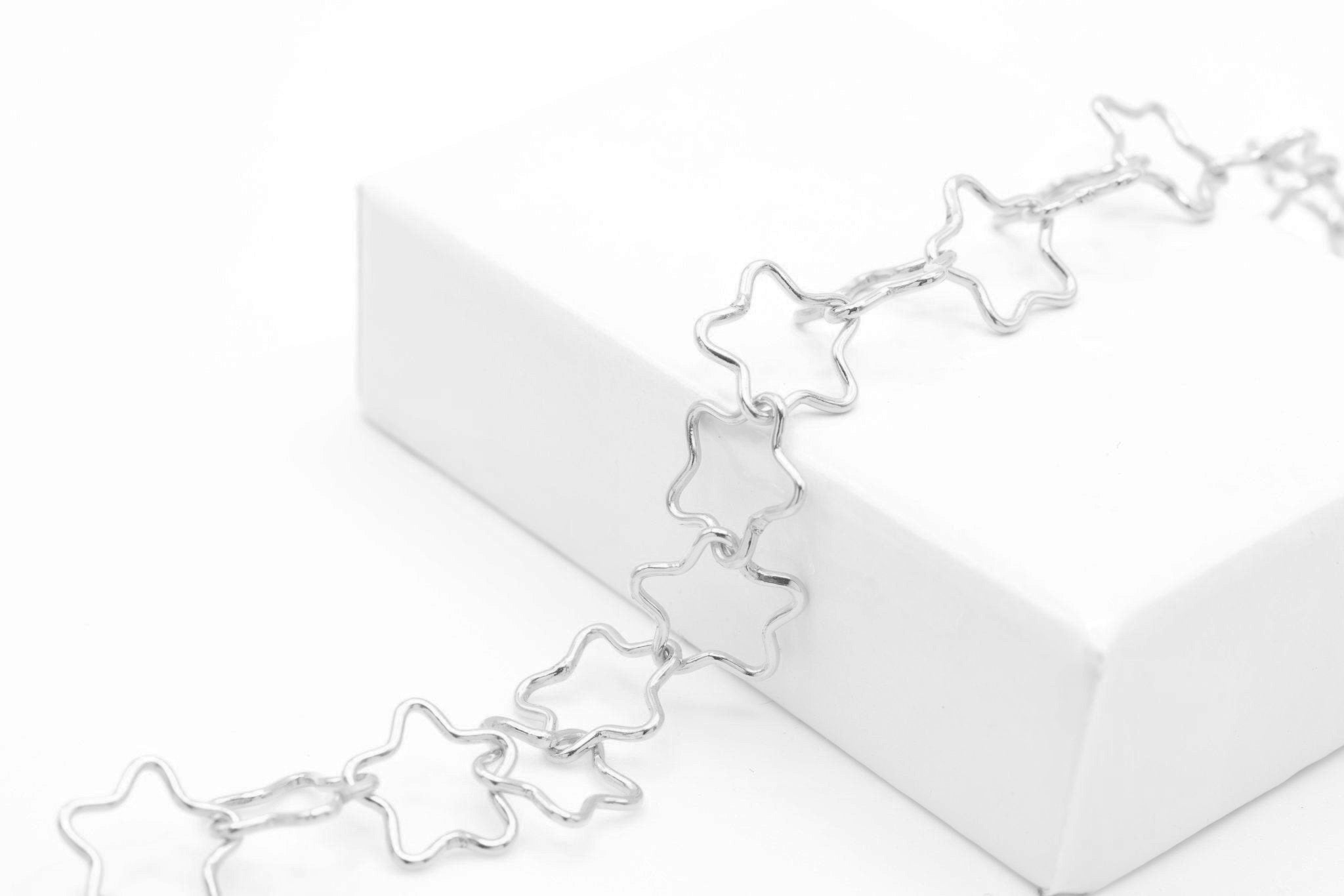 7mm x 7mm Star Chain, 925 Sterling Silver, Bulk DIY Spool Pay Per Foot Jewelry Making Chain - HarperCrown