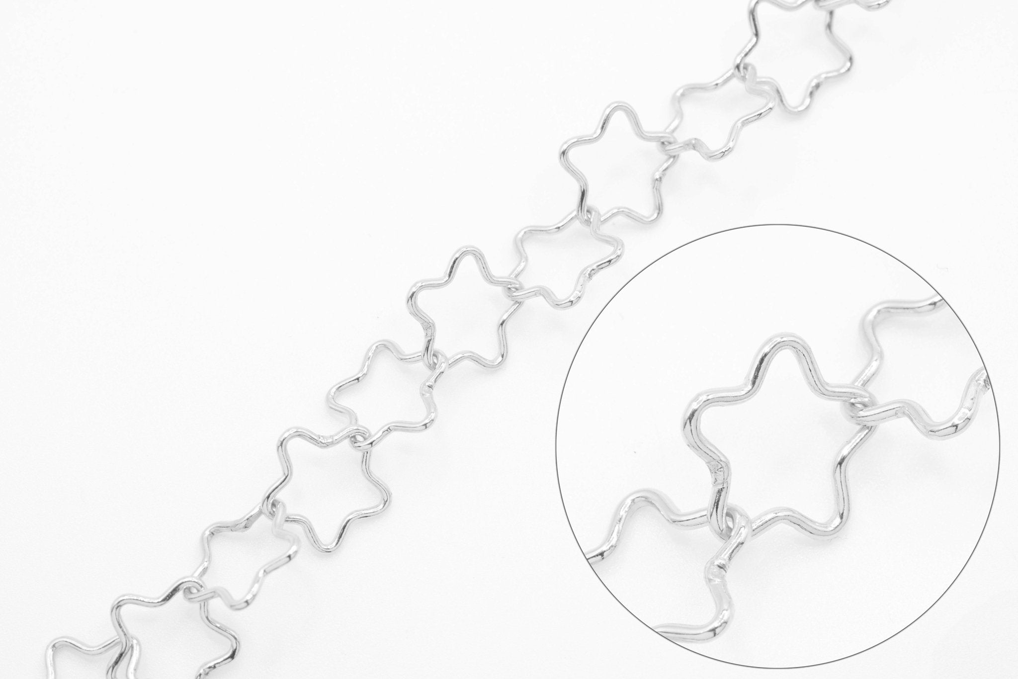 7mm x 7mm Star Chain, 925 Sterling Silver, Bulk DIY Spool Pay Per Foot Jewelry Making Chain - HarperCrown