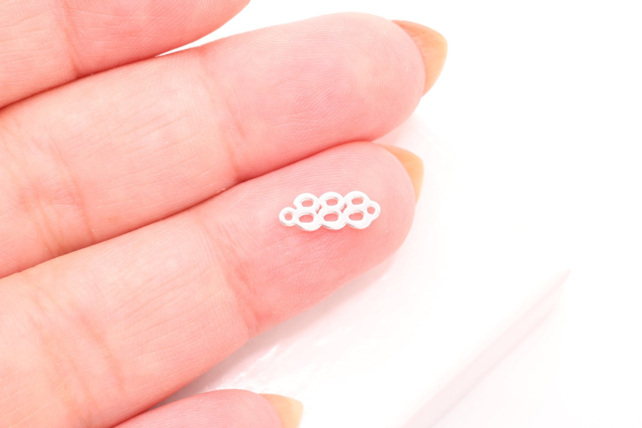 888 Angel Number Charm, 925 Sterling Silver, 9mm x 3mm, Bulk DIY Wholesale Jewelry Making Charm - HarperCrown