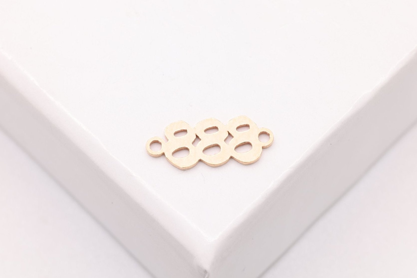 888 Angel Number Charm, Gold - Filled, 9mm x 3mm, Bulk DIY Wholesale Jewelry Making Charm - HarperCrown