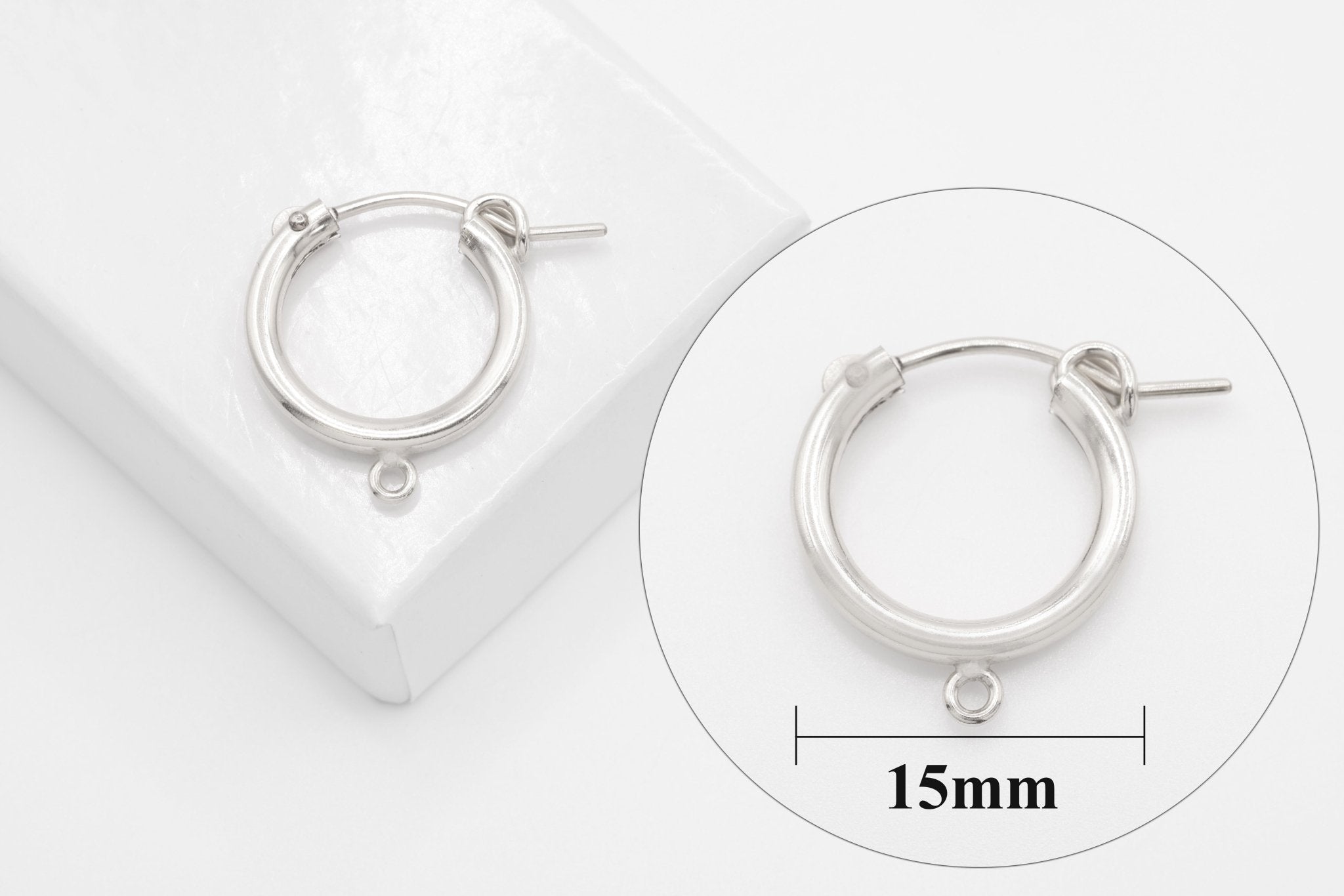 925 Sterling Silver 15mm Flex Hoop Earring, Open Ring - HarperCrown