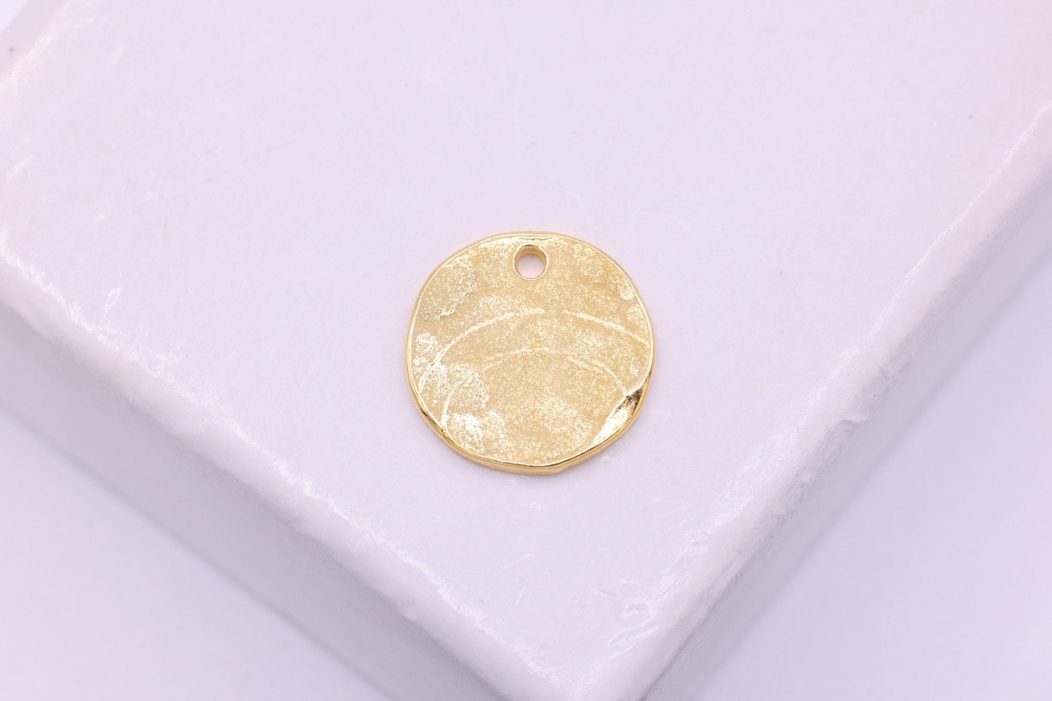 9mm Small Round Hammered Blank Disc - 925 sterling silver or Vermeil 18k Gold Plated round stamping disc round coin Jewelry Component - HarperCrown