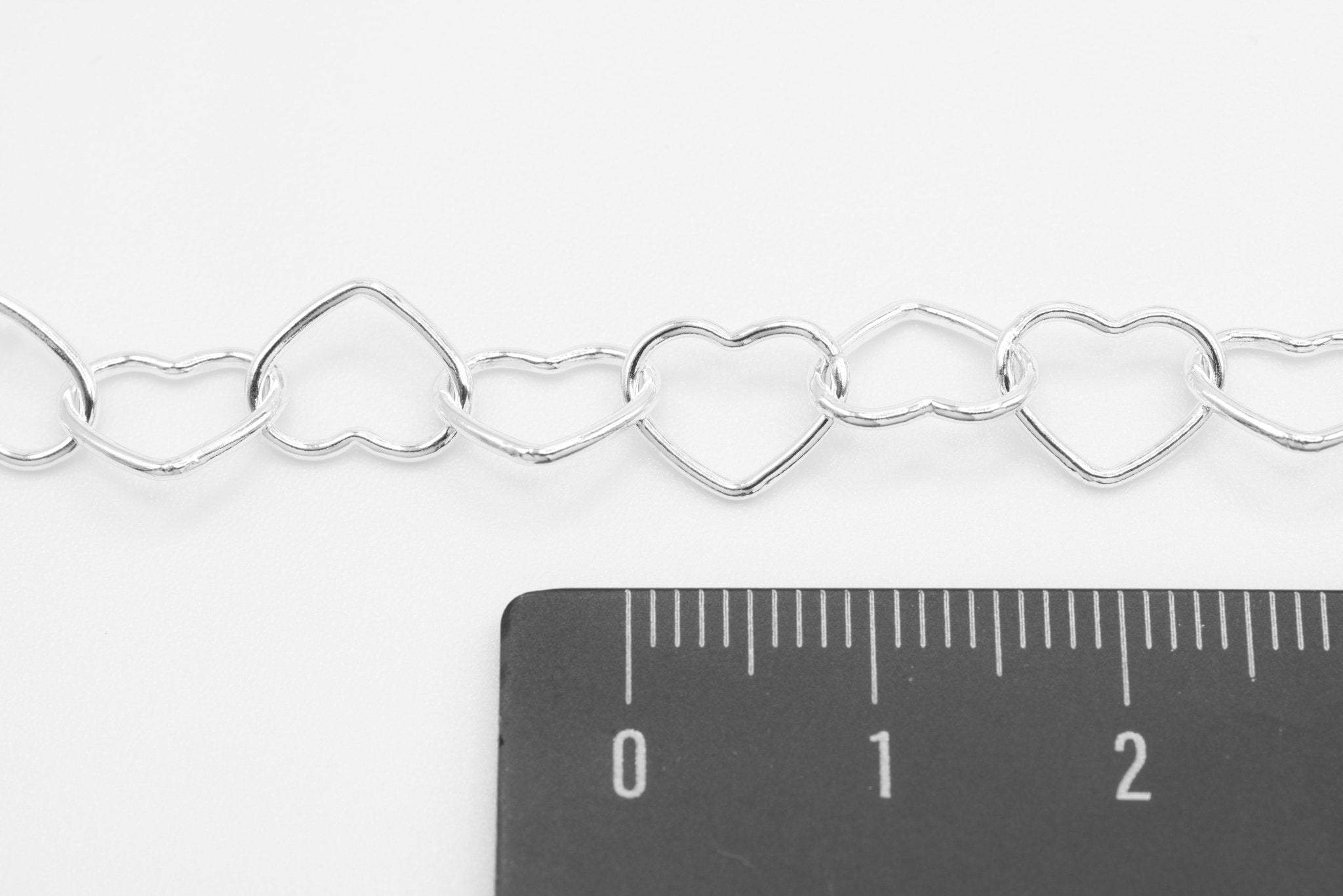 9mm x 8mm Heart Chain, 925 Sterling Silver, Wholesale, Pay Per Inch, Jewelry Making Chain - HarperCrown