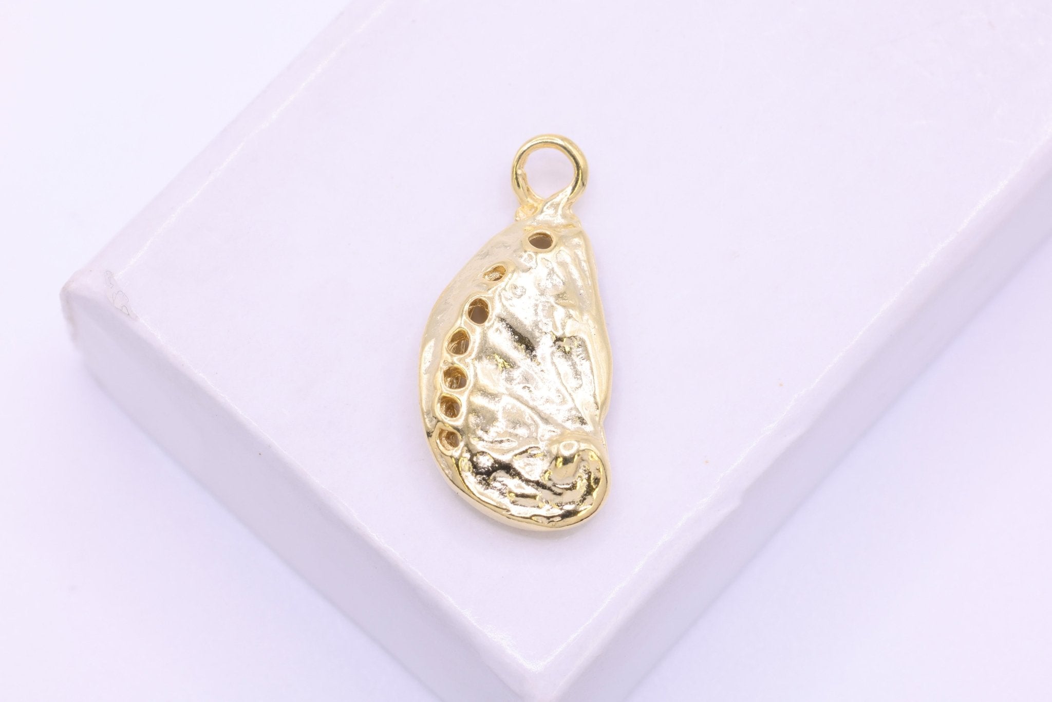 Abalone Shell Charm, Yellow Gold - Plated, Vermeil, Cowrie Shell, Nautical Sea Shell, Oyster Shell, Seashell charm, Beach Ocean - HarperCrown