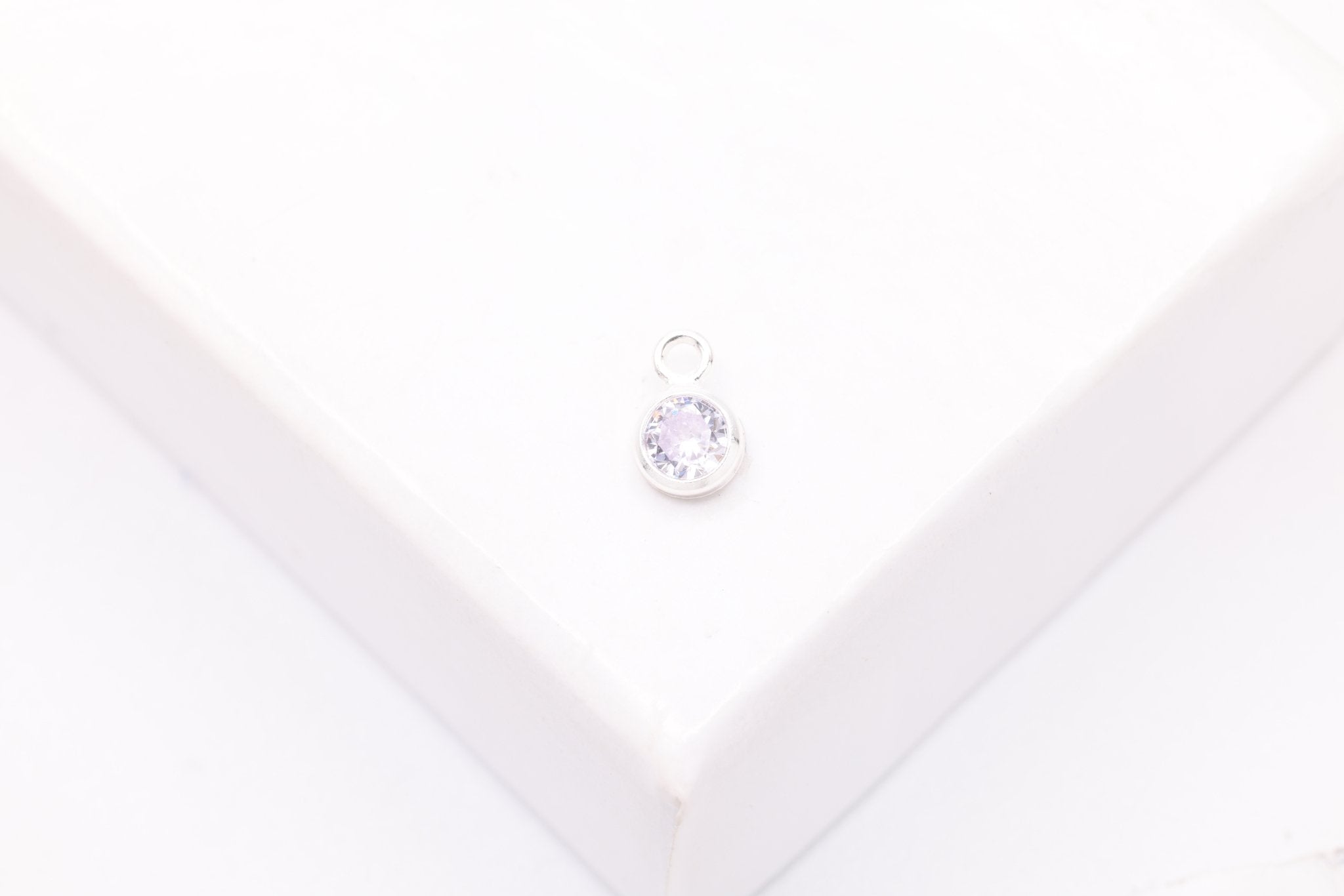 Alexandrite CZ Drop Charm, June Birthstone, Sterling Silver, 5mm x 3mm, Wholesale Bulk DIY Wholesale Jewelry Making Charm - HarperCrown