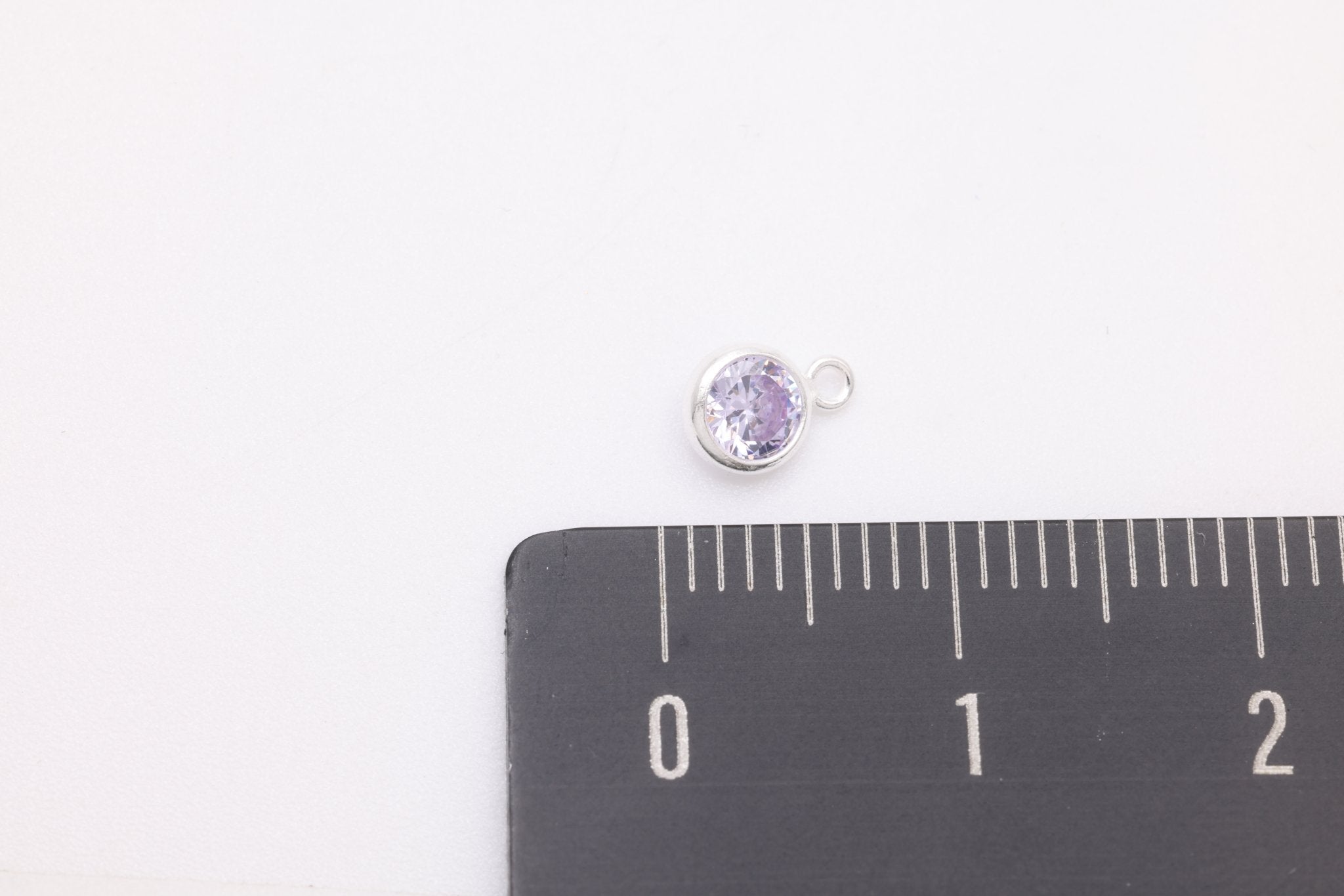 Alexandrite CZ Drop Charm, June Birthstone, Sterling Silver, 6mm x 4mm, Wholesale Bulk DIY Wholesale Jewelry Making Charm - HarperCrown