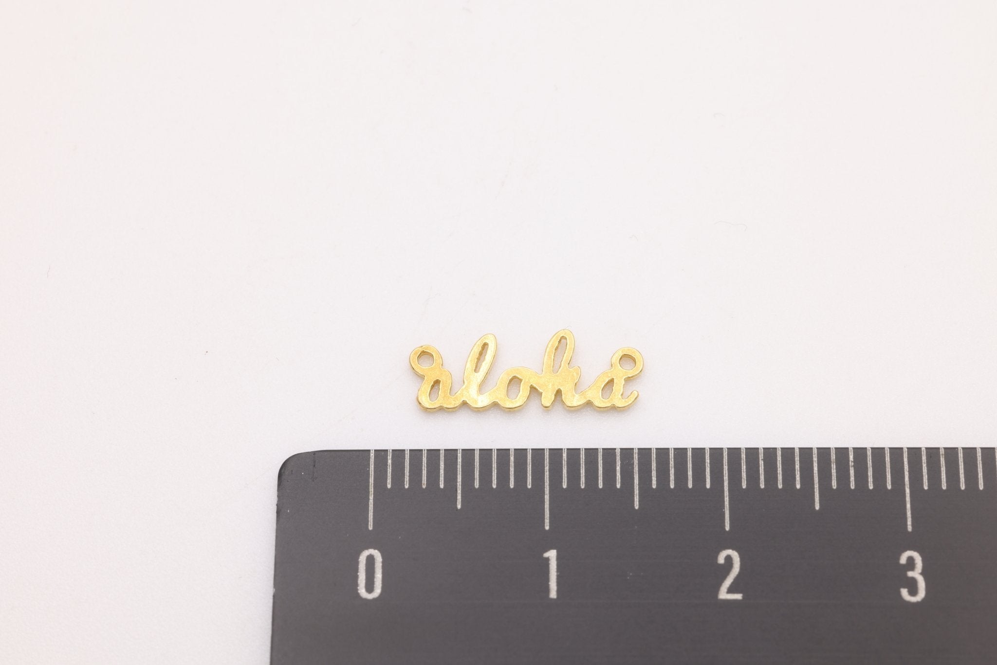 Aloha Connector Charm, Gold - Plated over Sterling Silver, 13mm x 4mm, Bulk DIY Wholesale Jewelry Making Charm - HarperCrown