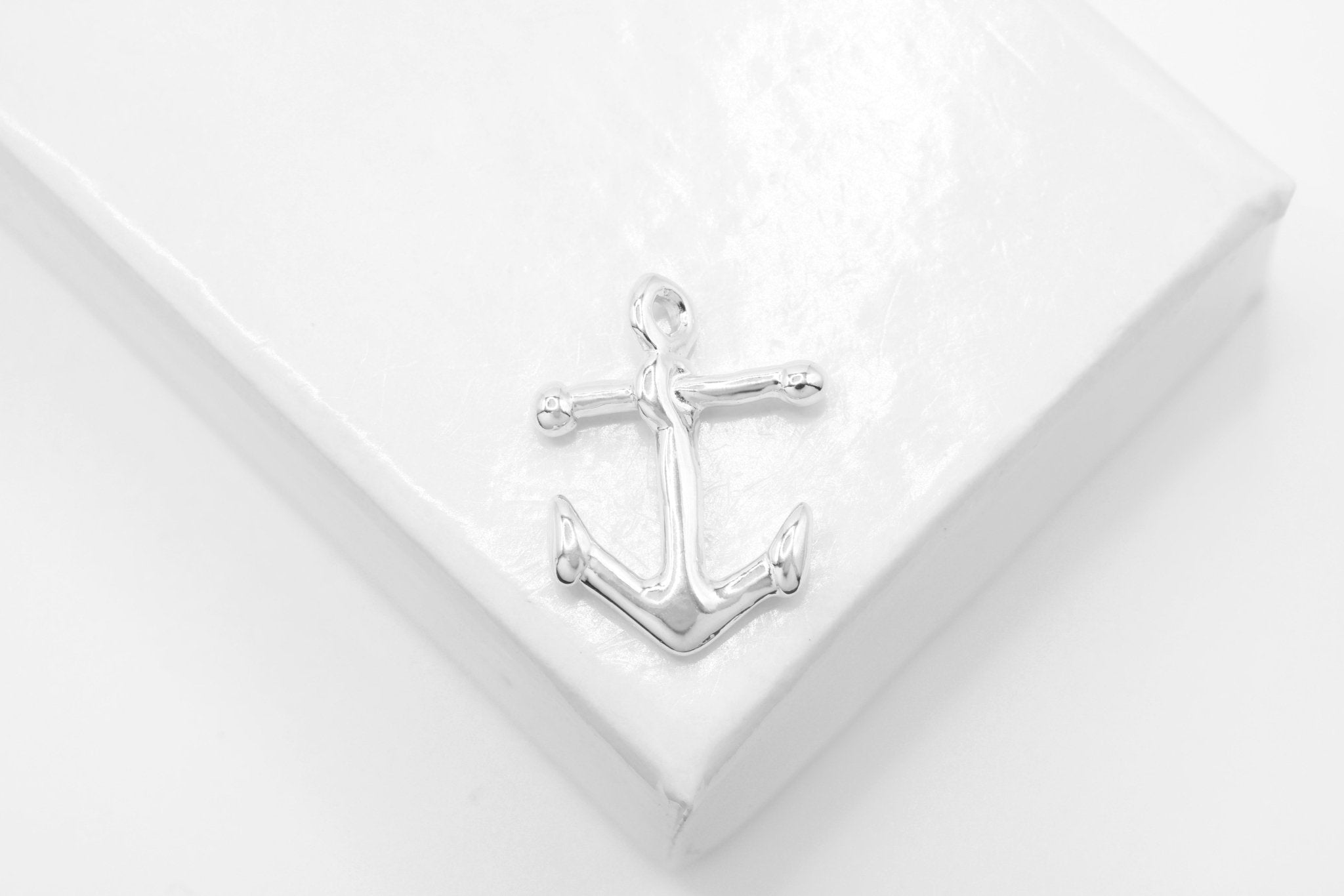 Anchor Charm, Wholesale, 925 Sterling Silver, 15mm x 10mm, Nautical Beach - HarperCrown