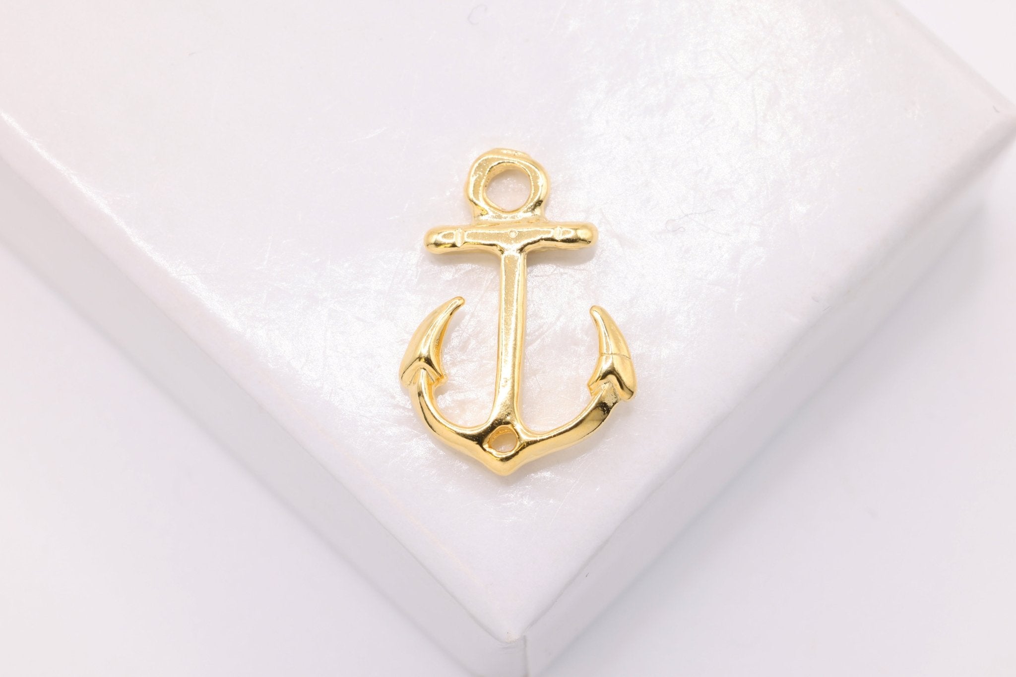 Anchor Connector Charm, Wholesale, 14K Solid Gold, 15mm x 11mm, Link Spacer Connector Sailor Nautical - HarperCrown