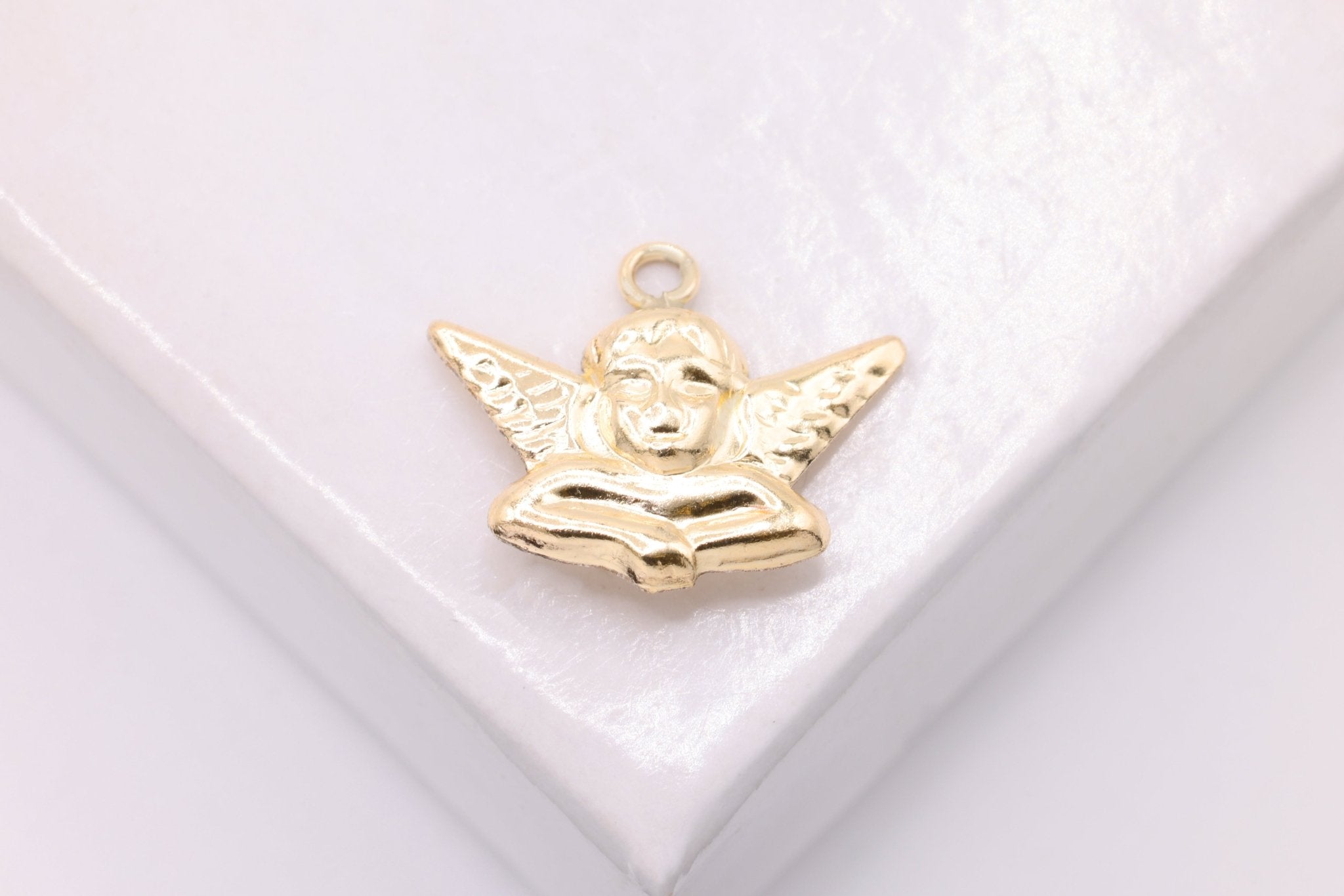Angel Charm, Wholesale, 14/20 Gold - Filled, 13mm x 10mm, Winged Cupid Angelic Love Child Face - HarperCrown