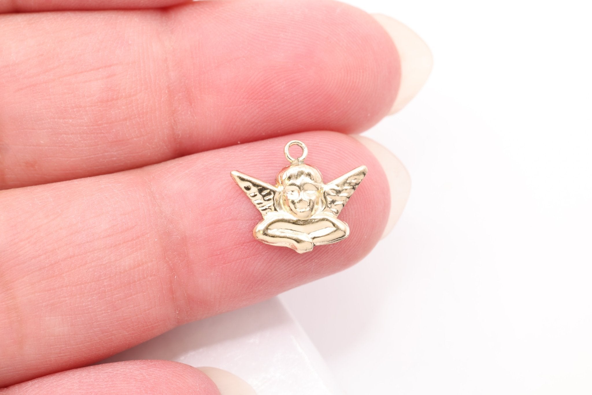 Angel Charm, Wholesale, 14/20 Gold - Filled, 13mm x 10mm, Winged Cupid Angelic Love Child Face - HarperCrown