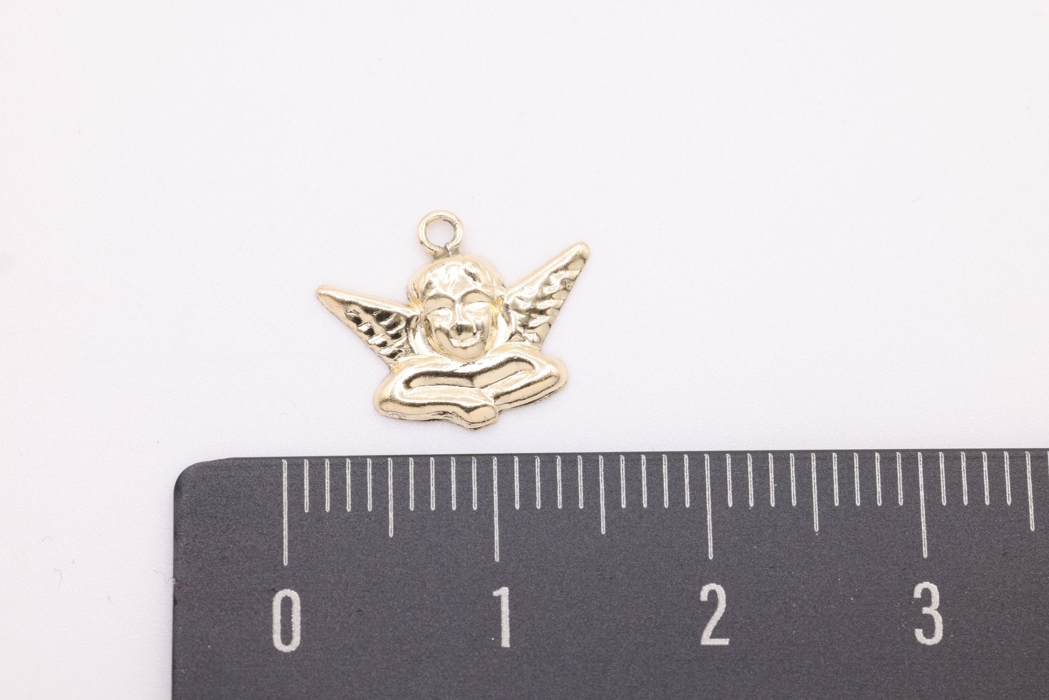 Angel Charm, Wholesale, 14/20 Gold - Filled, 13mm x 10mm, Winged Cupid Angelic Love Child Face - HarperCrown