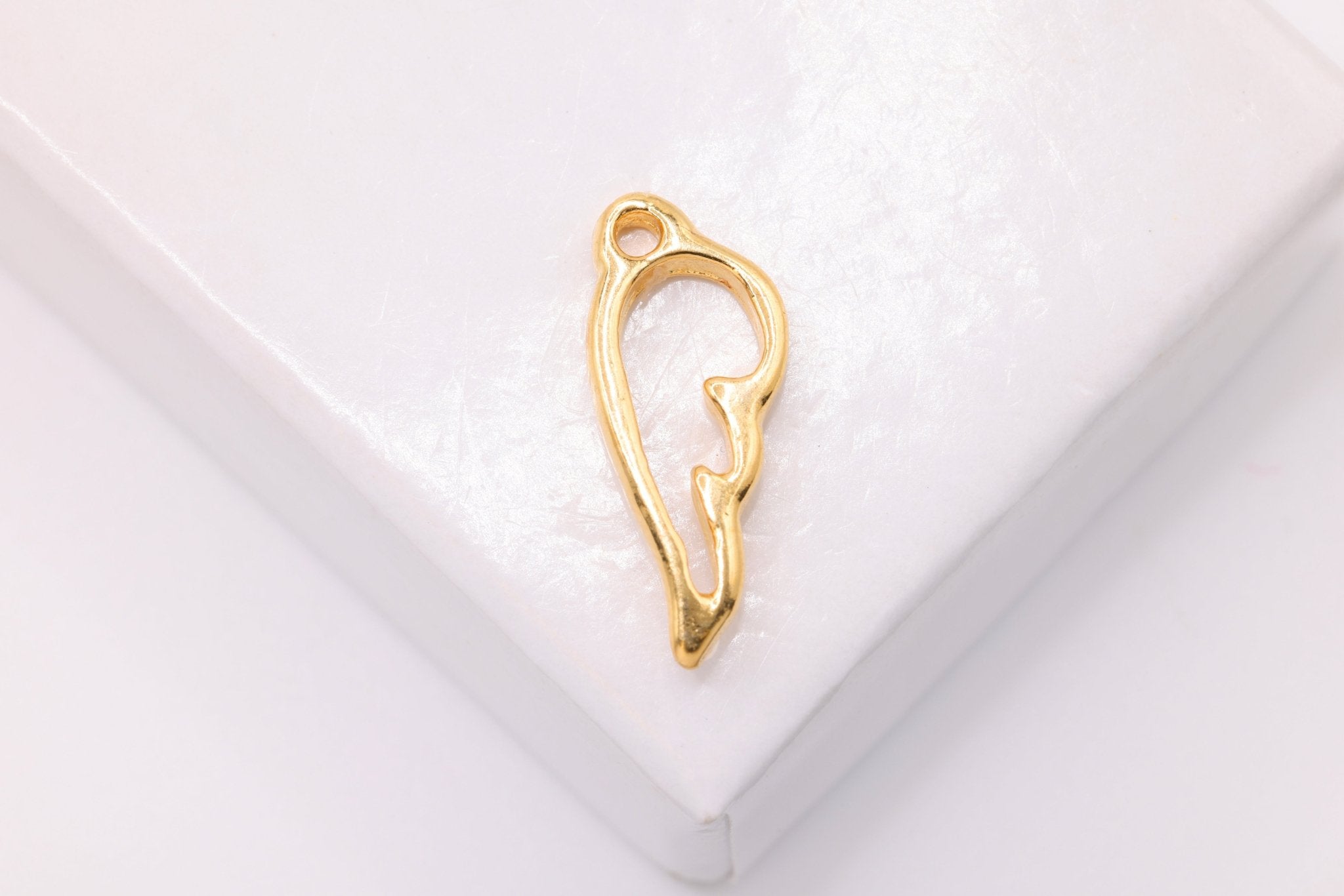 Angel Wing Charm, Wholesale, 14K Solid Gold, 16mm x 7mm, Bird Wing - HarperCrown
