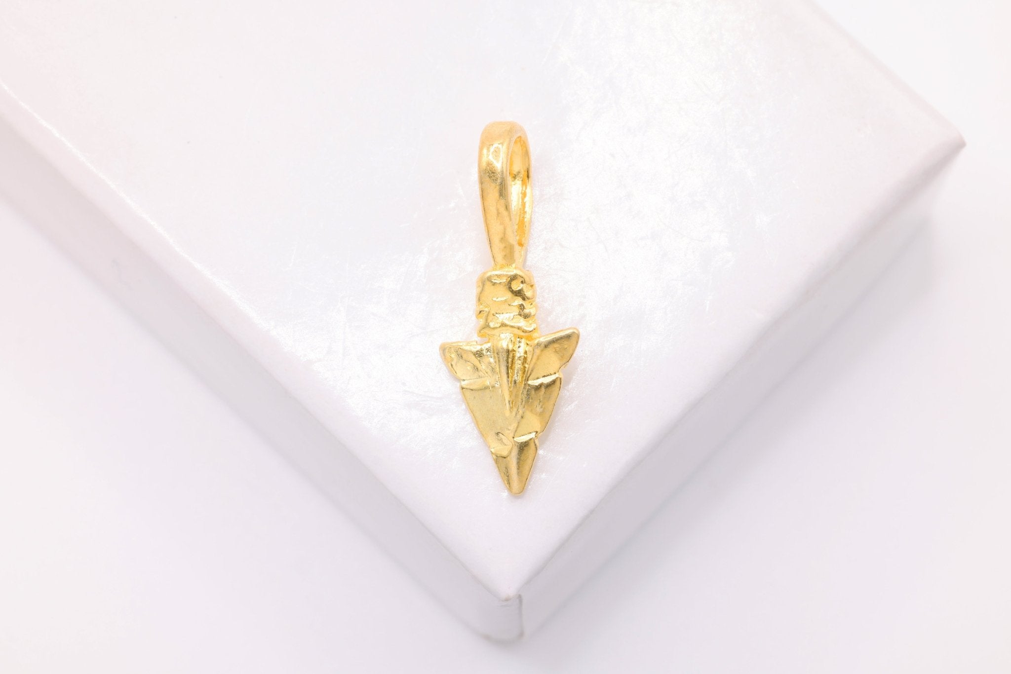 Arrowhead Charm, Wholesale, 14K Solid Gold, 20mm x 8mm, Arrow