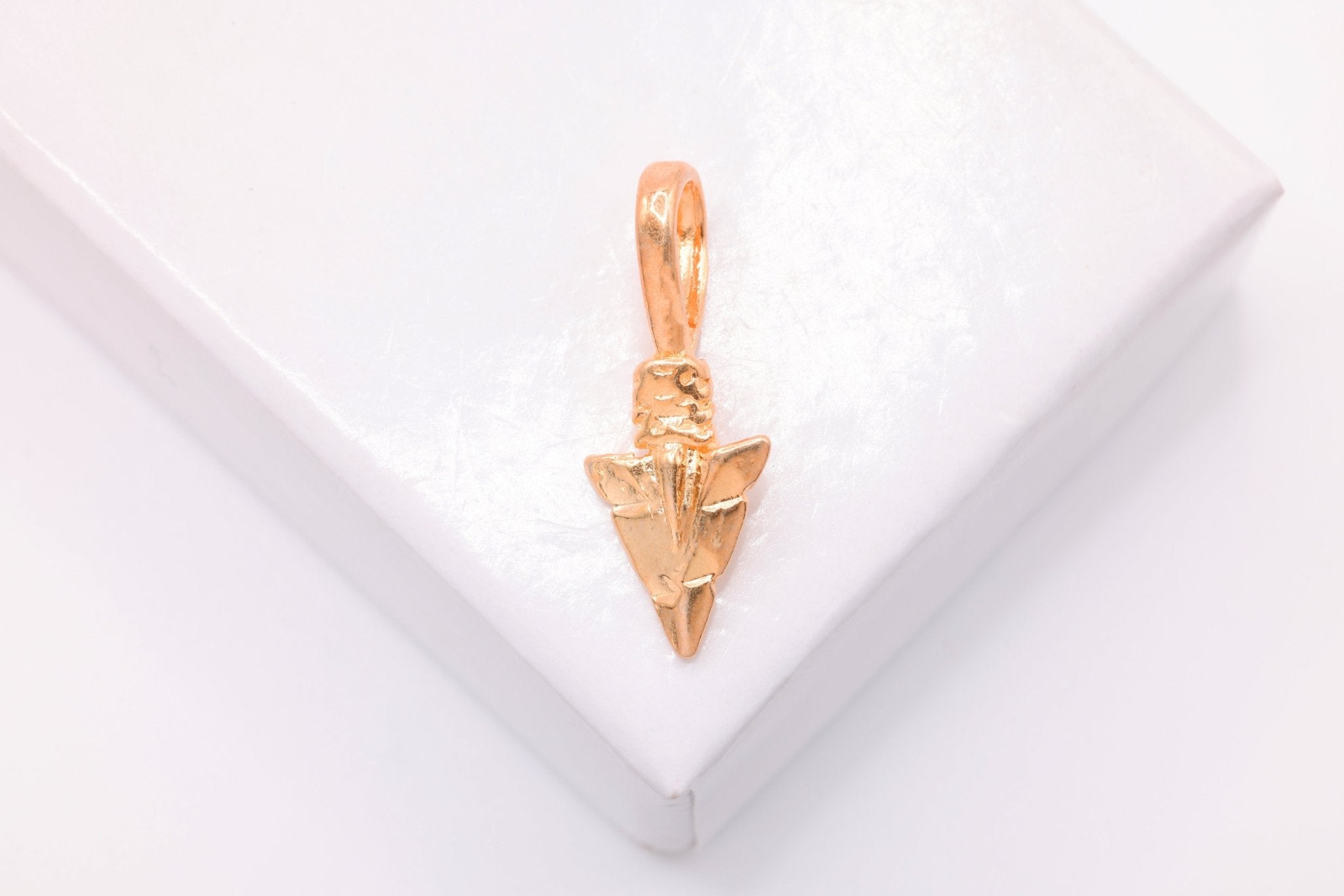 Arrowhead Charm, Wholesale, 18K Rose Gold - Plated 925 Sterling Silver, 20mm x 8mm, Arrow - HarperCrown