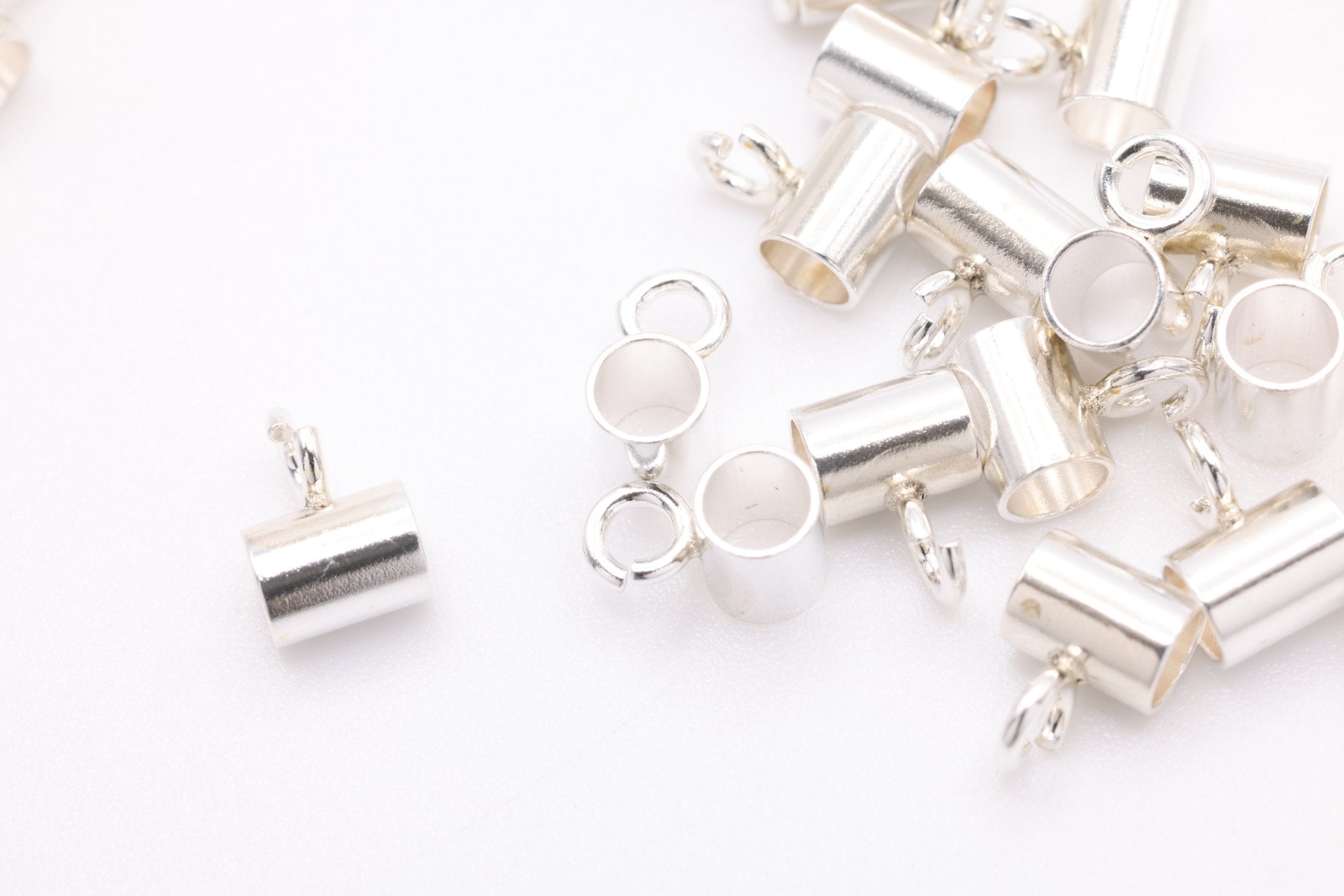 Bail Drop Open Ring, Sterling Silver, Wholesale Tube Bail For Threading & Adding Charm - HarperCrown