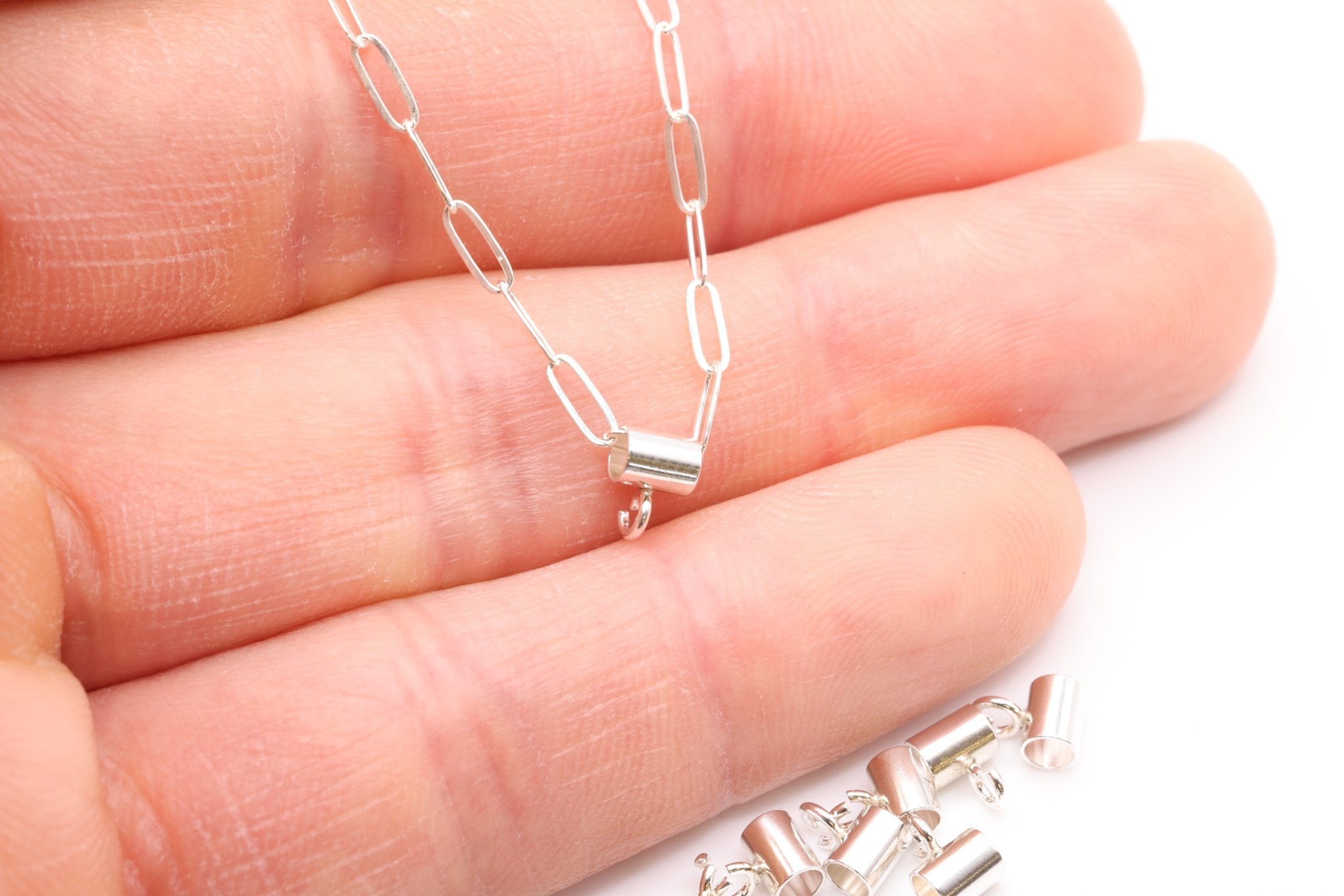 Bail Drop Open Ring, Sterling Silver, Wholesale Tube Bail For Threading & Adding Charm - HarperCrown