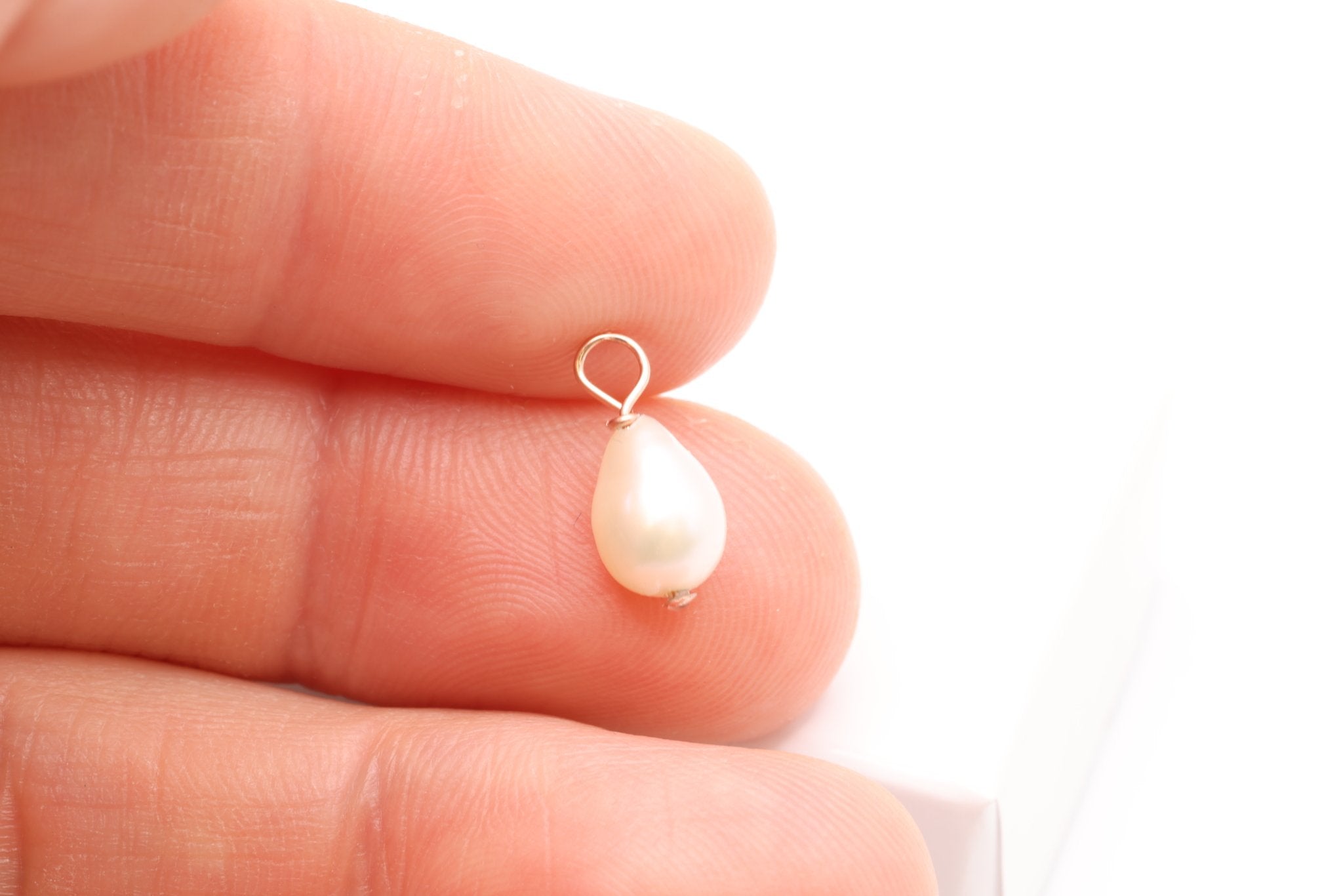 Baroque Pearl Drop Charm, Rose Gold - Filled, 9mm x 6mm, Wire Wrapped Pear Shaped Pearl, Bulk DIY Wholesale Jewelry Making Charm - HarperCrown