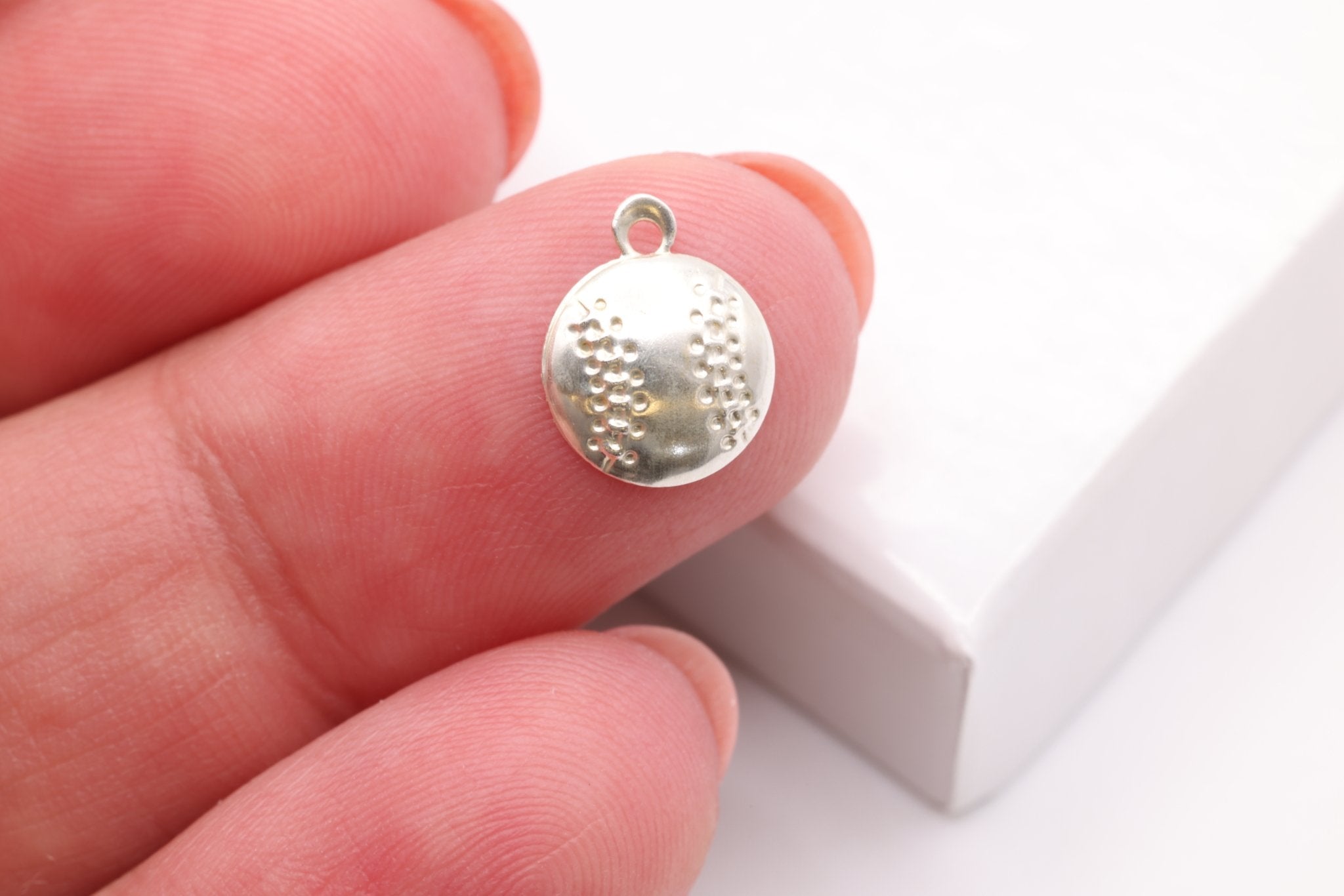 Baseball Charm, 925 Sterling Silver, 10mm x 8mm, Bulk DIY Wholesale Jewelry Making Charm - HarperCrown