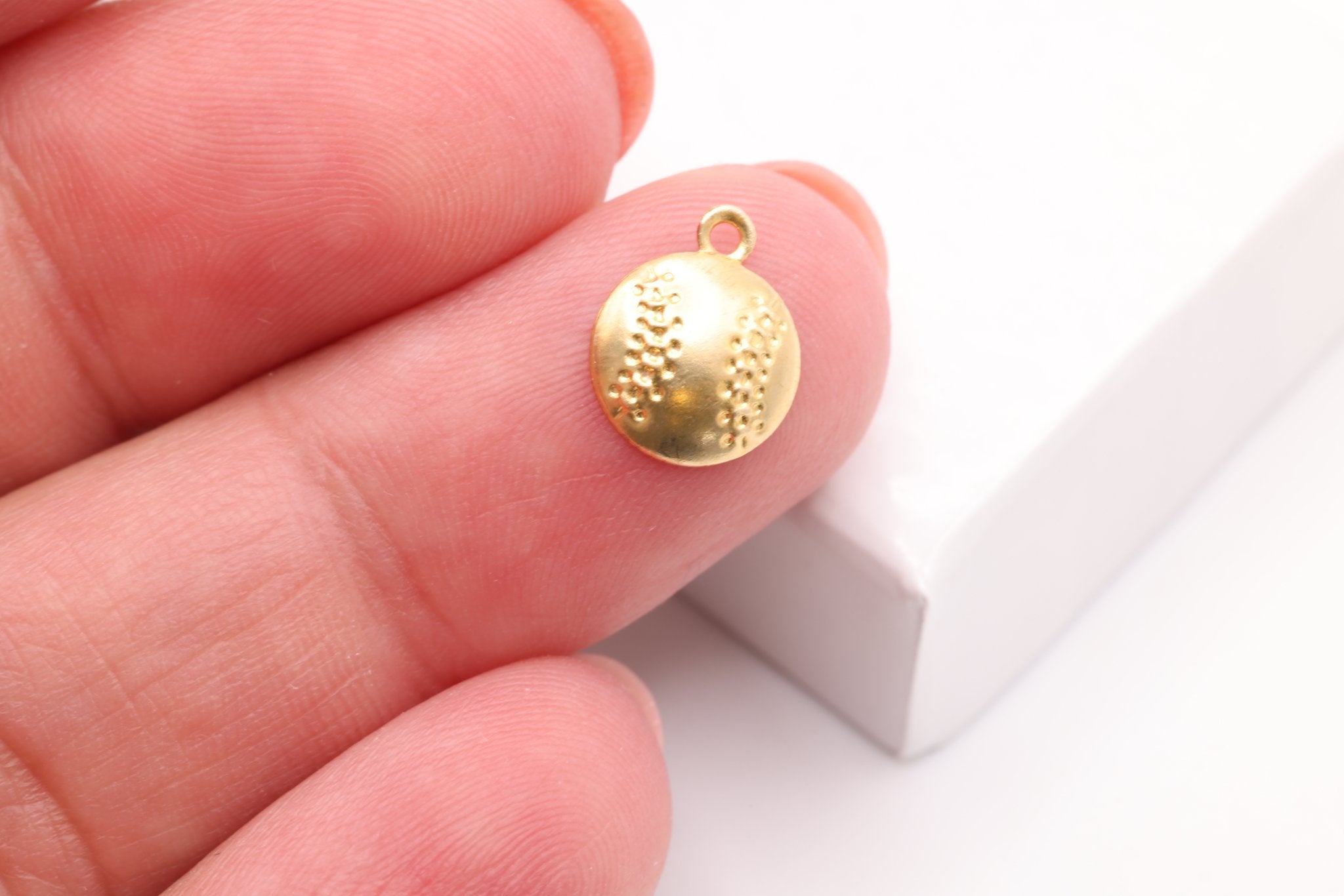 Baseball Charm, Gold - Filled, 10mm x 8mm, Bulk DIY Wholesale Jewelry Making Charm - HarperCrown
