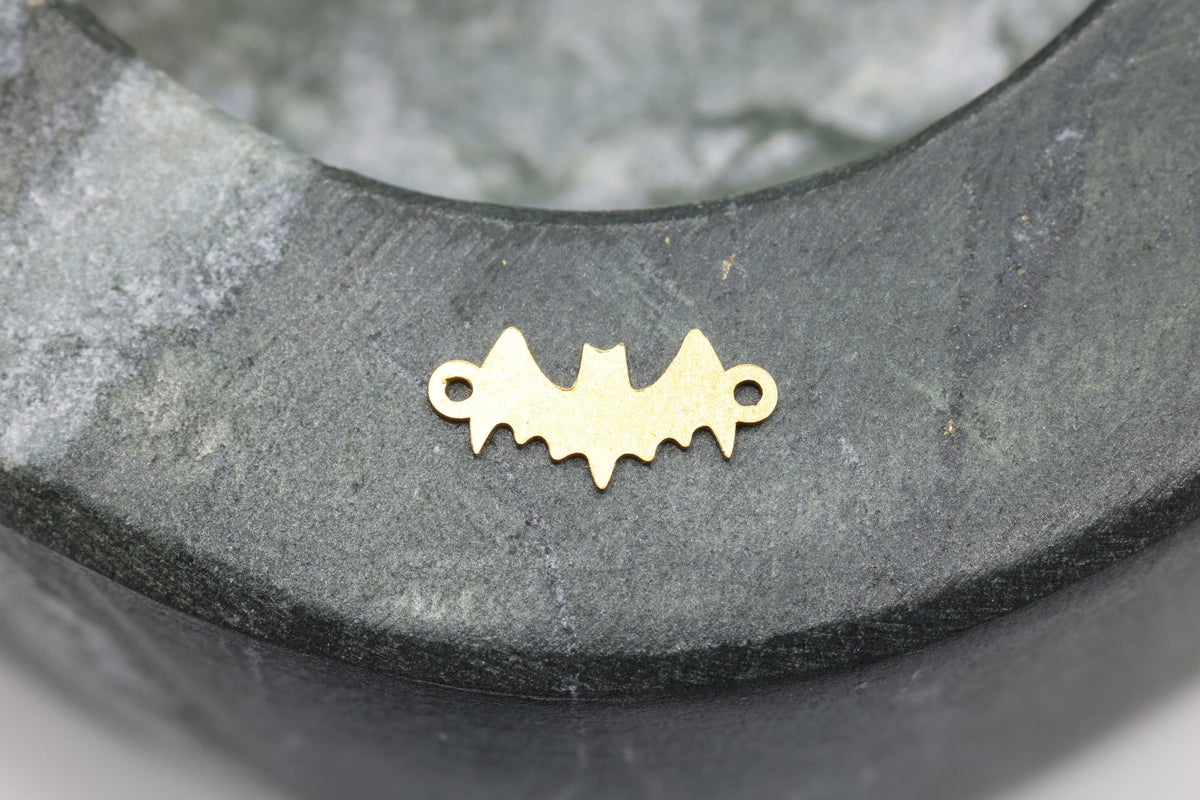 Bat Connector Charm, 14/20 Gold-Filled, 10mm x 5mm, Wholesale, Spooky Halloween Charm, Jewelry Making Charm - HarperCrown
