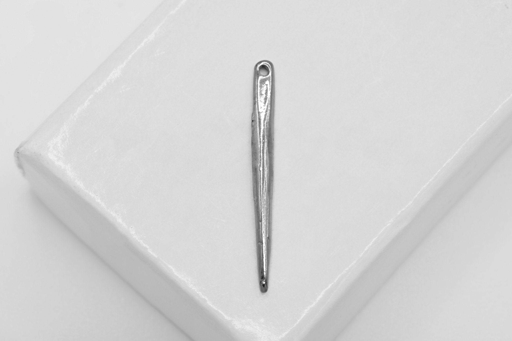 Black Gold Small Skinny Needle Spike Pendant Charm - Vermeil Skinny needle, long and thin dagger spear spike pendant, needle, gold needle, 40 - HarperCrown