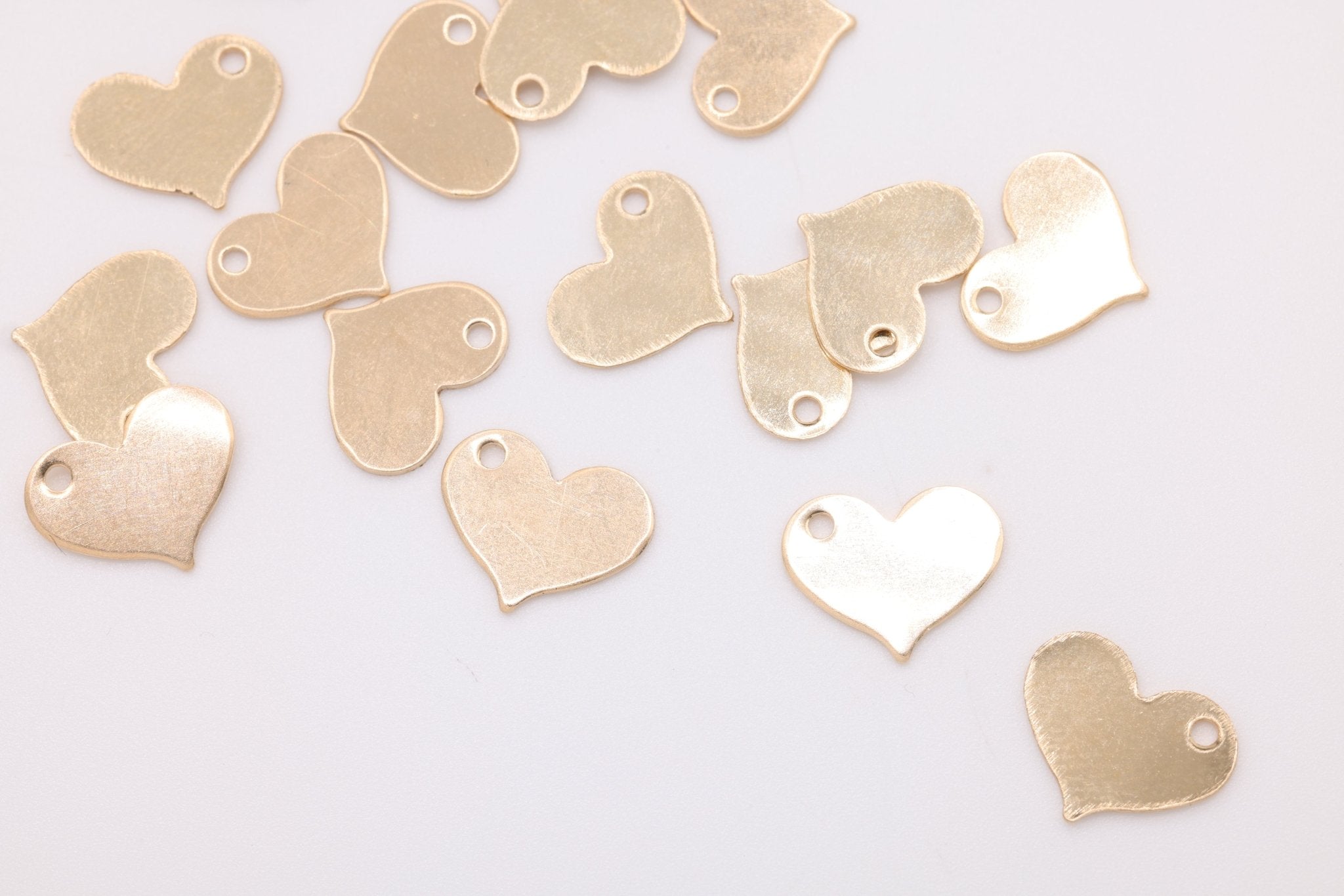 Blank Heart Stamped Charm, Wholesale, 14/20 Gold - Filled, 10mm x 8mm, 24 gauge, Personalize Heart Love Blank - HarperCrown