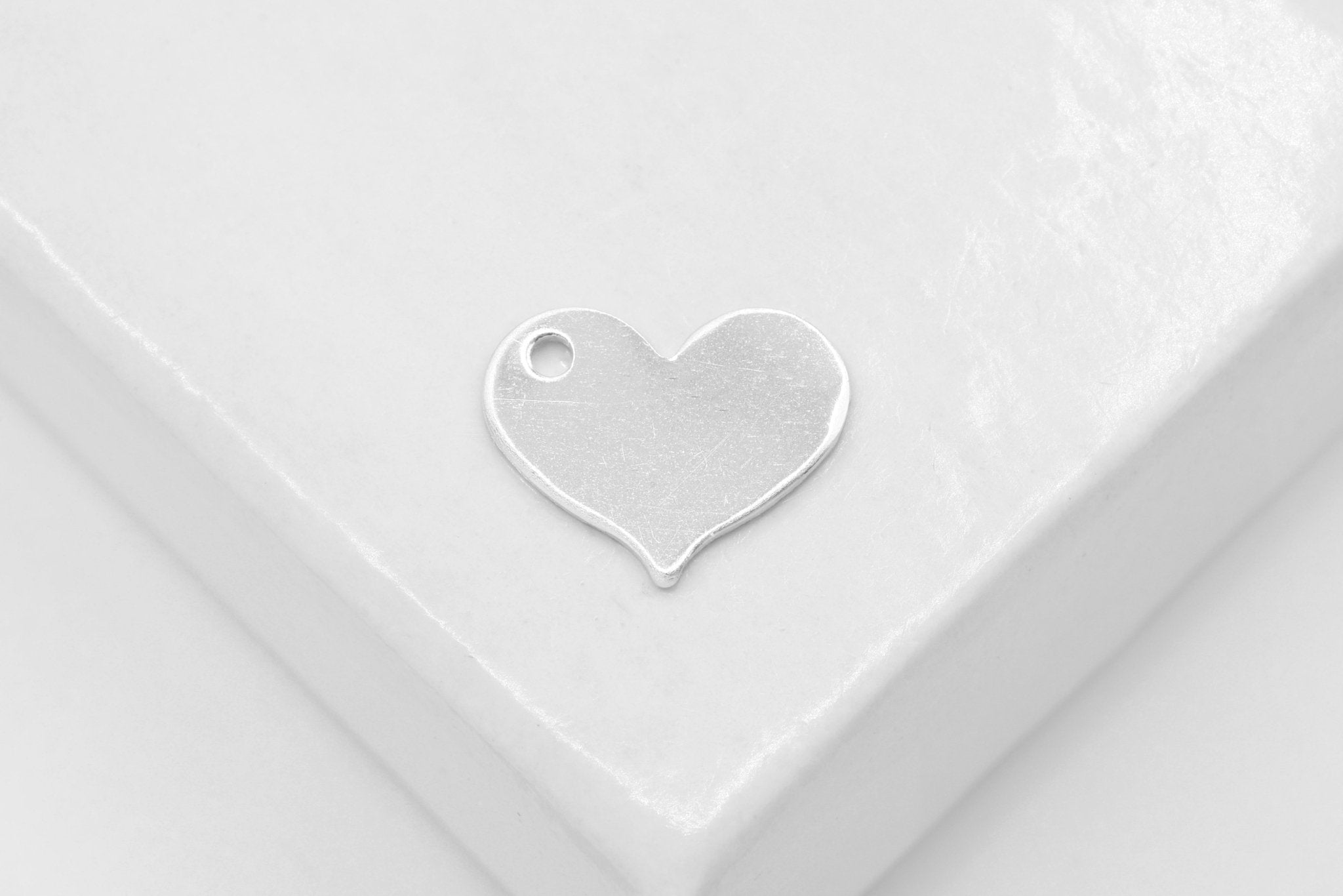 Blank Heart Stamped Charm, Wholesale, 925 Sterling Silver, 10mm x 8mm, 24 gauge, Personalize Heart Love Blank - HarperCrown