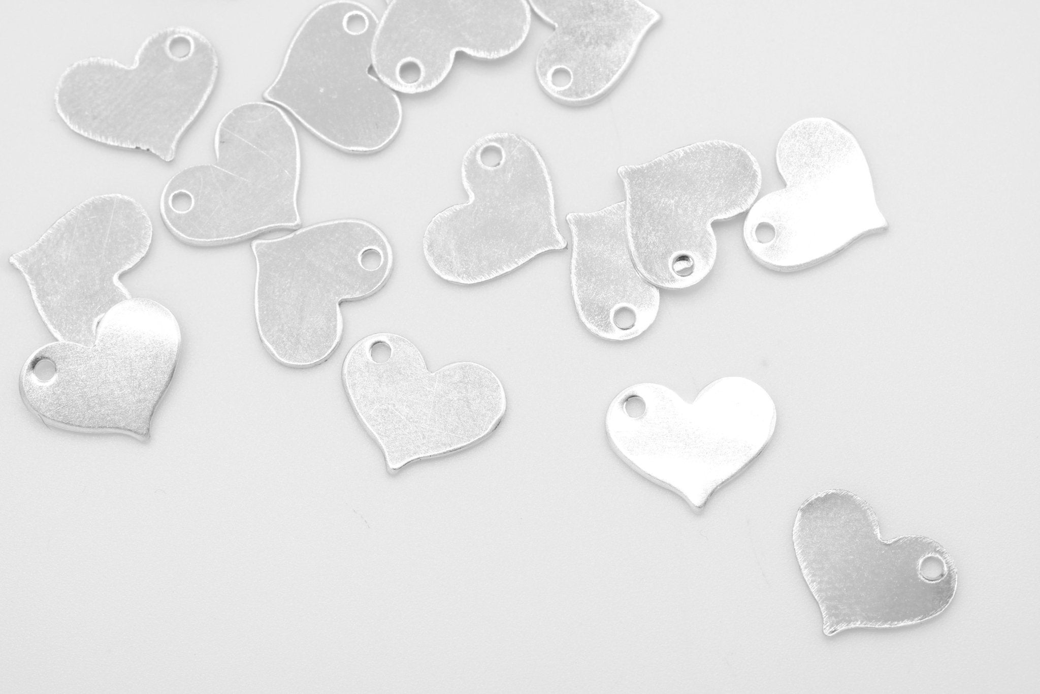 Blank Heart Stamped Charm, Wholesale, 925 Sterling Silver, 10mm x 8mm, 24 gauge, Personalize Heart Love Blank - HarperCrown