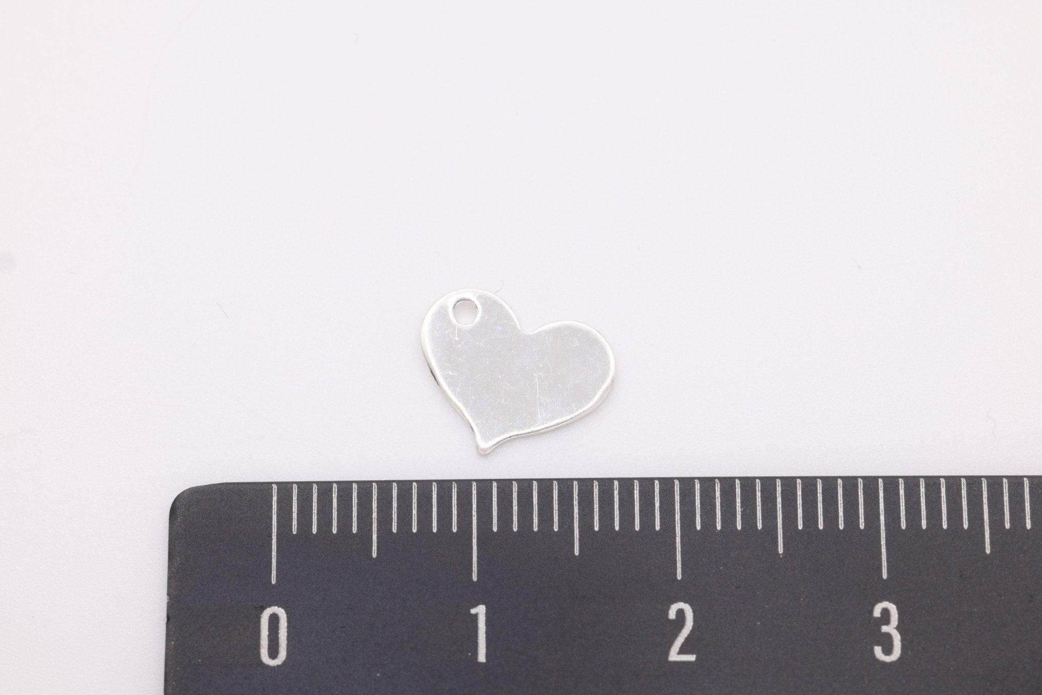 Blank Heart Stamped Charm, Wholesale, 925 Sterling Silver, 10mm x 8mm, 24 gauge, Personalize Heart Love Blank - HarperCrown