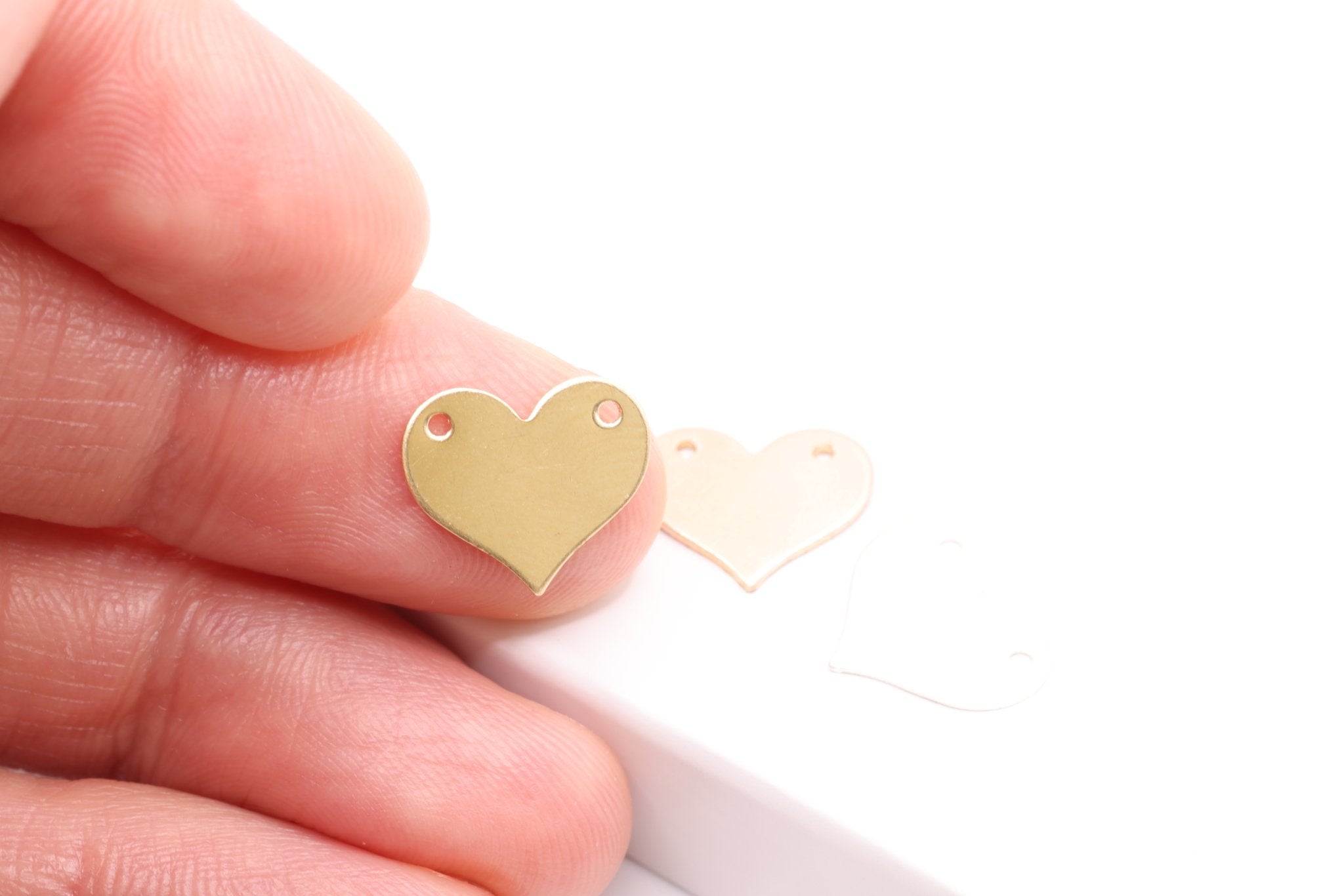 Blank Heart Wholesale Stamping Connector Charm - 14k gold filled, 14k rose gold filled, or sterling silver 24 gauge, Personalized Heart blanks, E137 - HarperCrown